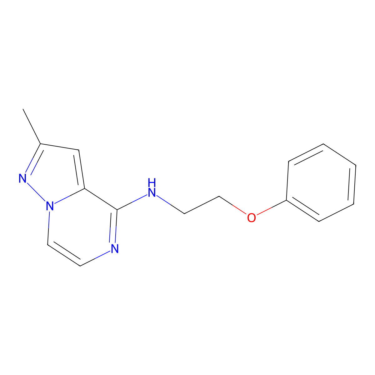 2-methyl-N-(2-phenoxyethyl)pyrazolo[1,5-a]pyrazin-4-amine molecular structure, CAS 1913201-63-4