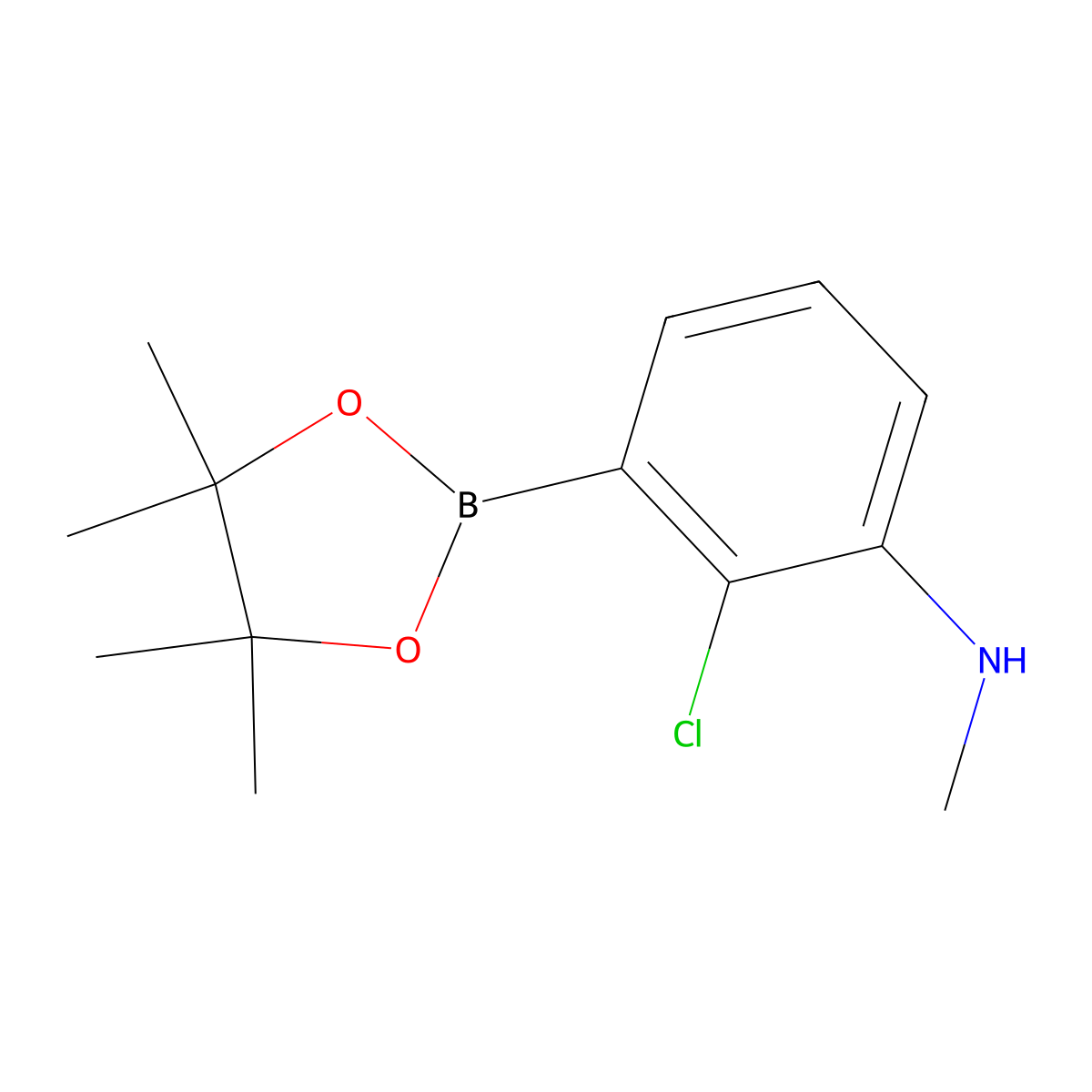 2-Chloro-N-methyl-3-(4,4,5,5-tetramethyl-1,3,2-dioxaborolan-2-yl)benzenamine molecular structure, CAS 1913239-44-7