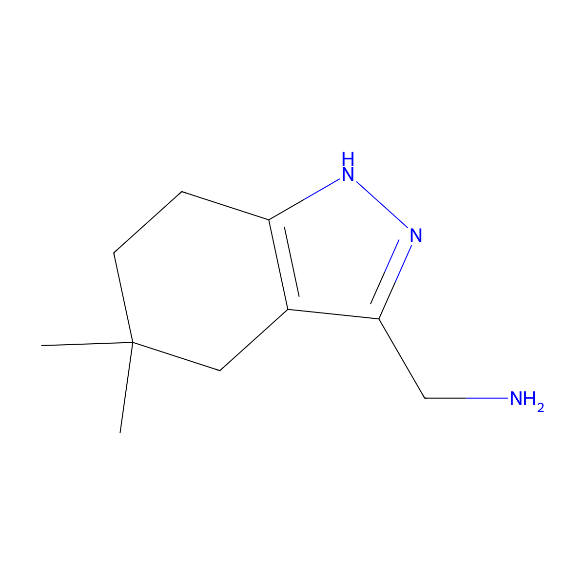 (5,5-dimethyl-4,5,6,7-tetrahydro-1H-indazol-3-yl)methanamine molecular structure, CAS 1913250-83-5