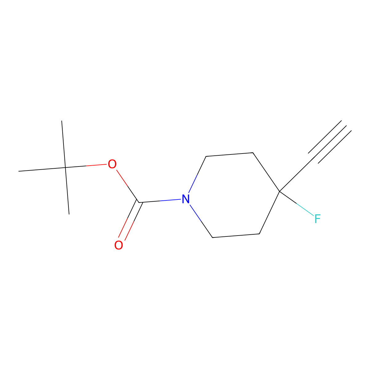 Tert-butyl 4-ethynyl-4-fluoropiperidine-1-carboxylate molecular structure, CAS 191327-86-3