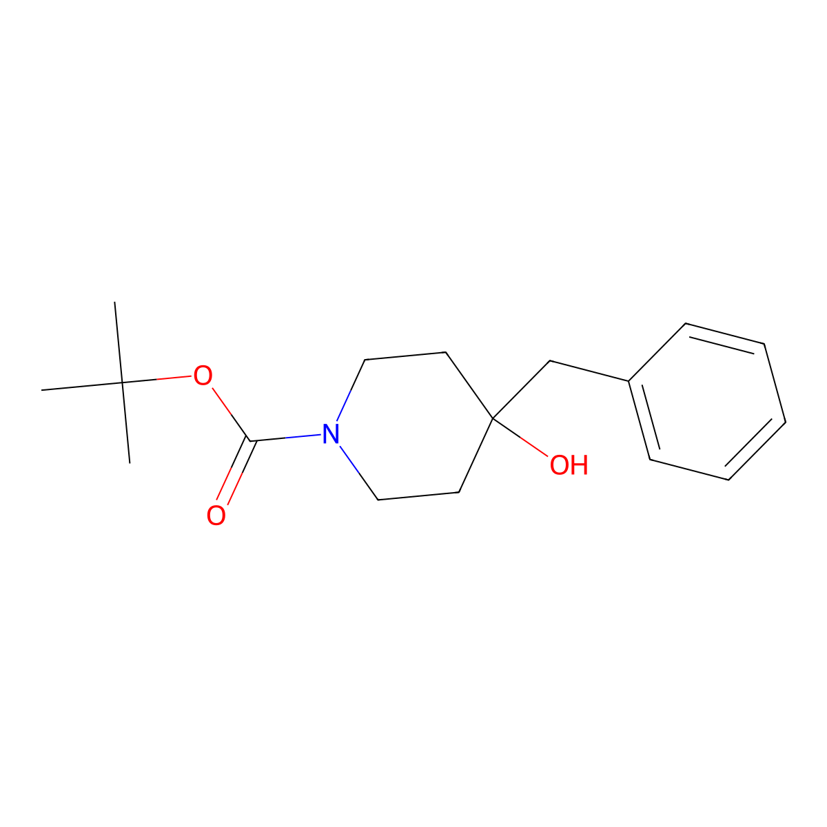 Tert-butyl 4-benzyl-4-hydroxypiperidine-1-carboxylate molecular structure, CAS 191327-87-4