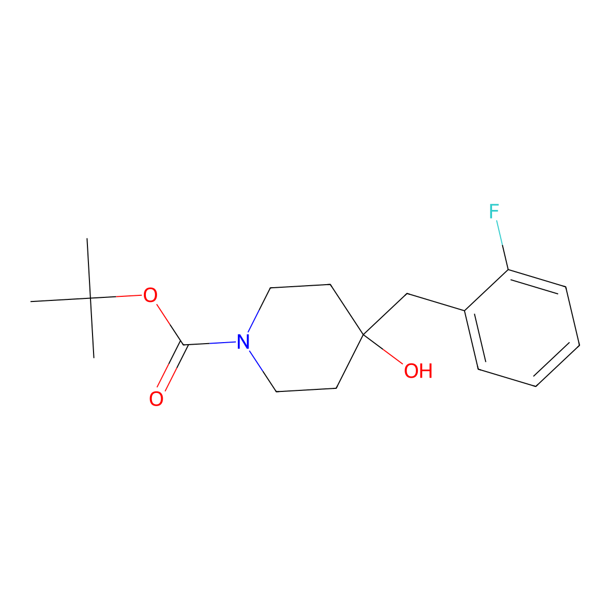 Tert-butyl 4-[(2-fluorophenyl)methyl]-4-hydroxypiperidine-1-carboxylate molecular structure, CAS 191327-95-4