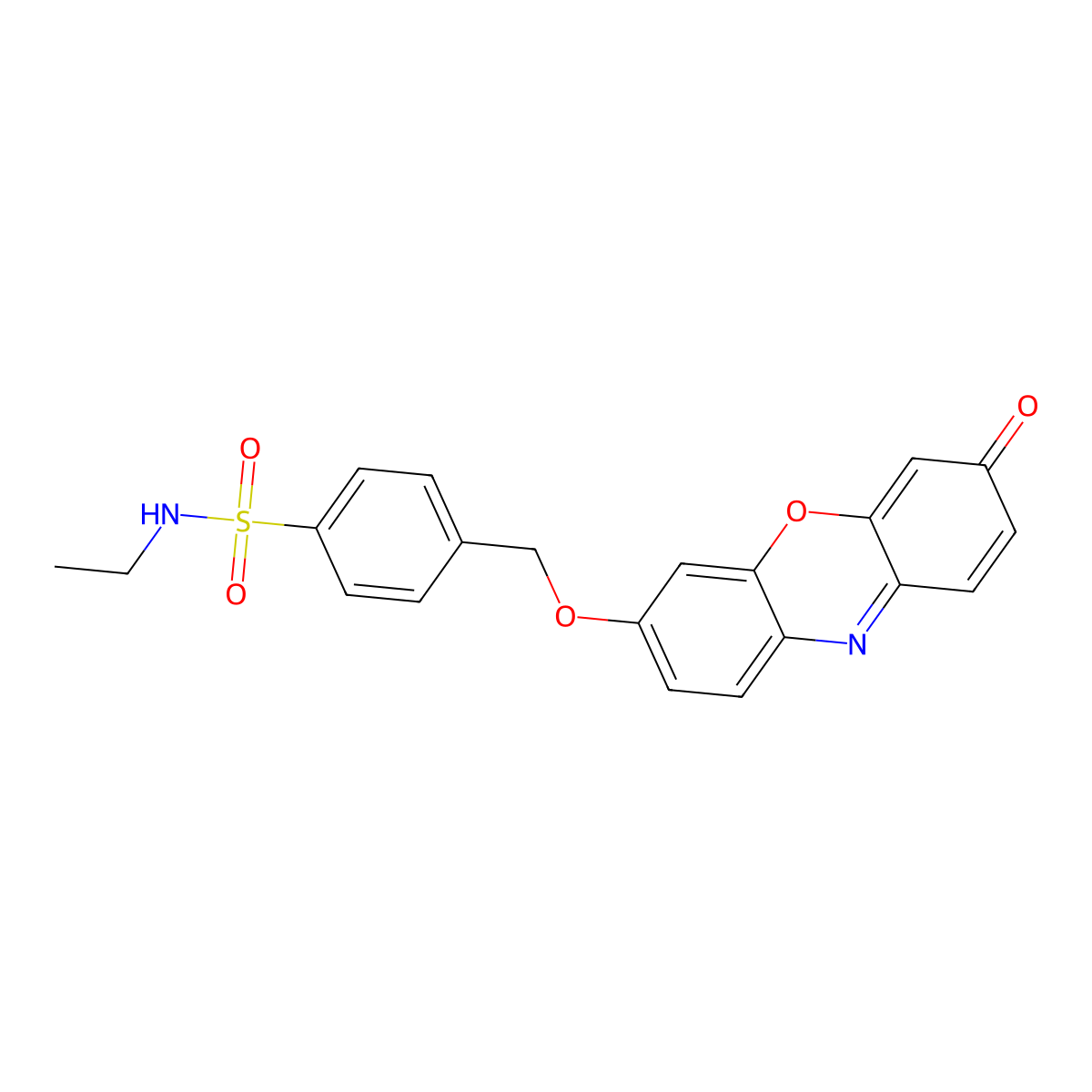 N-Ethyl-4-(((3-oxo-3H-phenoxazin-7-yl)oxy)methyl)benzenesulfonamide molecular structure, CAS 1913291-02-7