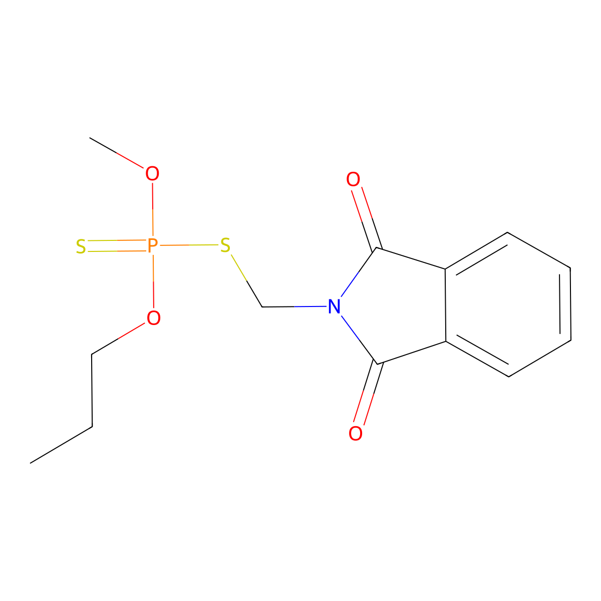 Phosphorodithioic acid, O-methyl O-propyl ester, S-ester with N-(mercaptomethyl)phthalimide molecular structure, CAS 19133-14-3