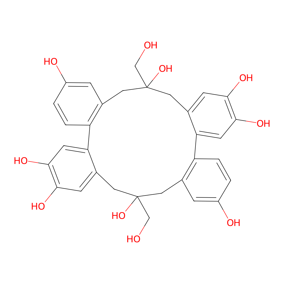 9,24-Bis(hydroxymethyl)pentacyclo[24.4.0.02,7.011,16.017,22]triaconta-1(26),2,4,6,11(16),12,14,17,19,21,27,29-dodecaene-4,5,9,13,19,20,24,28-octol molecular structure, CAS 1913319-59-1