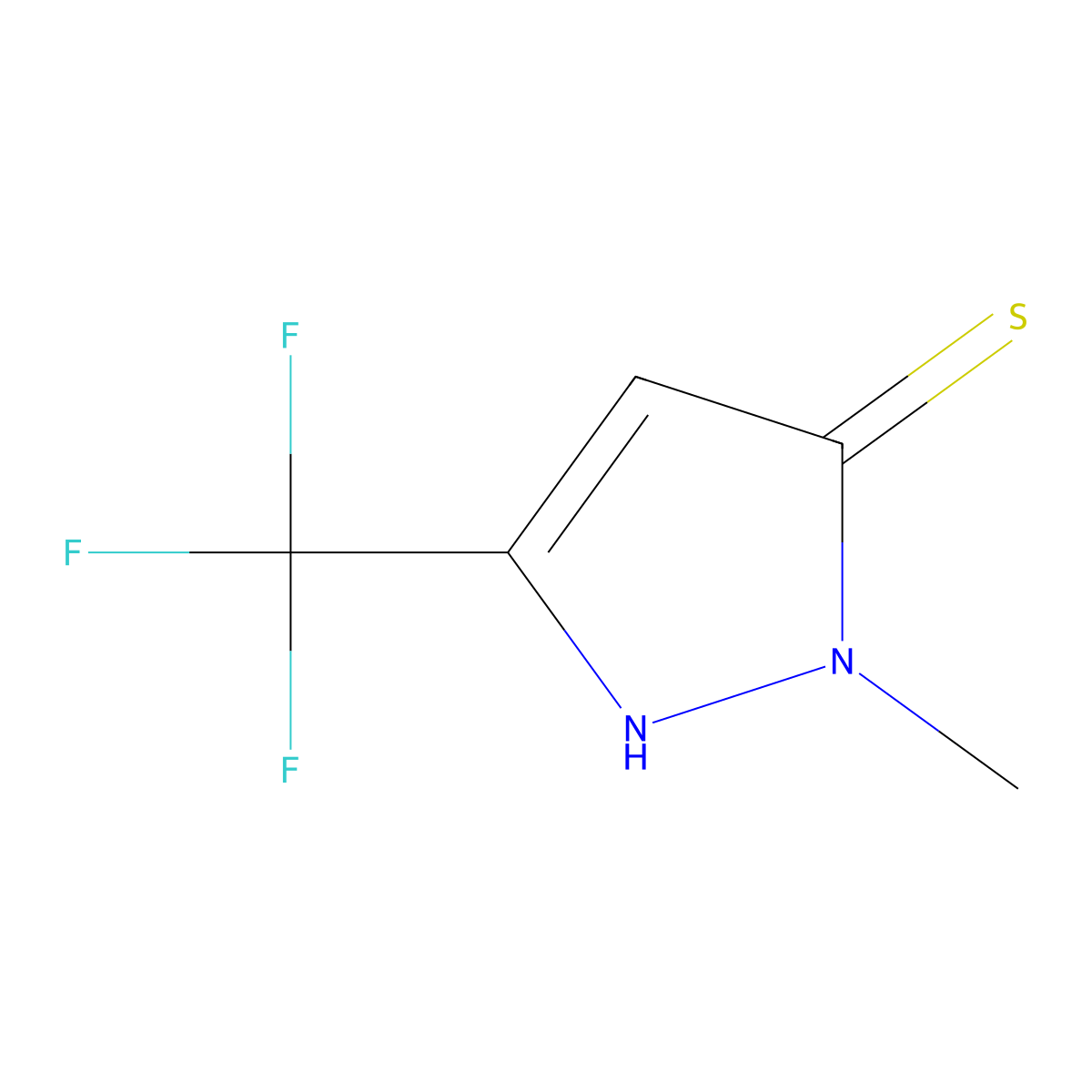 2-Methyl-5-trifluoromethyl-2H-pyrazole-3-thiol molecular structure, CAS 191334-86-8