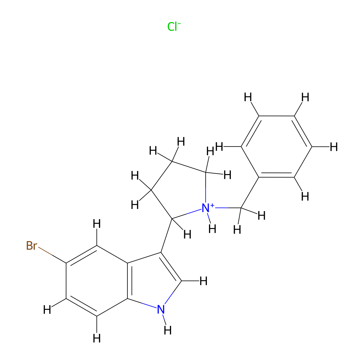 3-(1-Benzylpyrrolidin-2-yl)-5-bromo-1H-indole--hydrogen chloride (1/1) molecular structure, CAS 19134-01-1