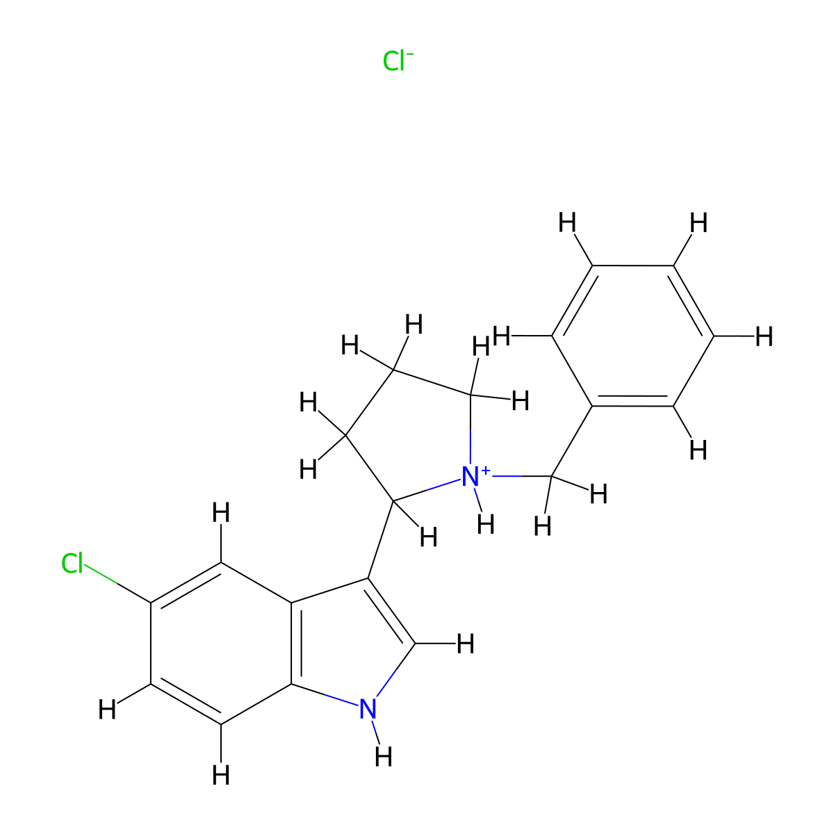 3-(1-Benzylpyrrolidin-2-yl)-5-chloro-1H-indole--hydrogen chloride (1/1) molecular structure, CAS 19134-02-2