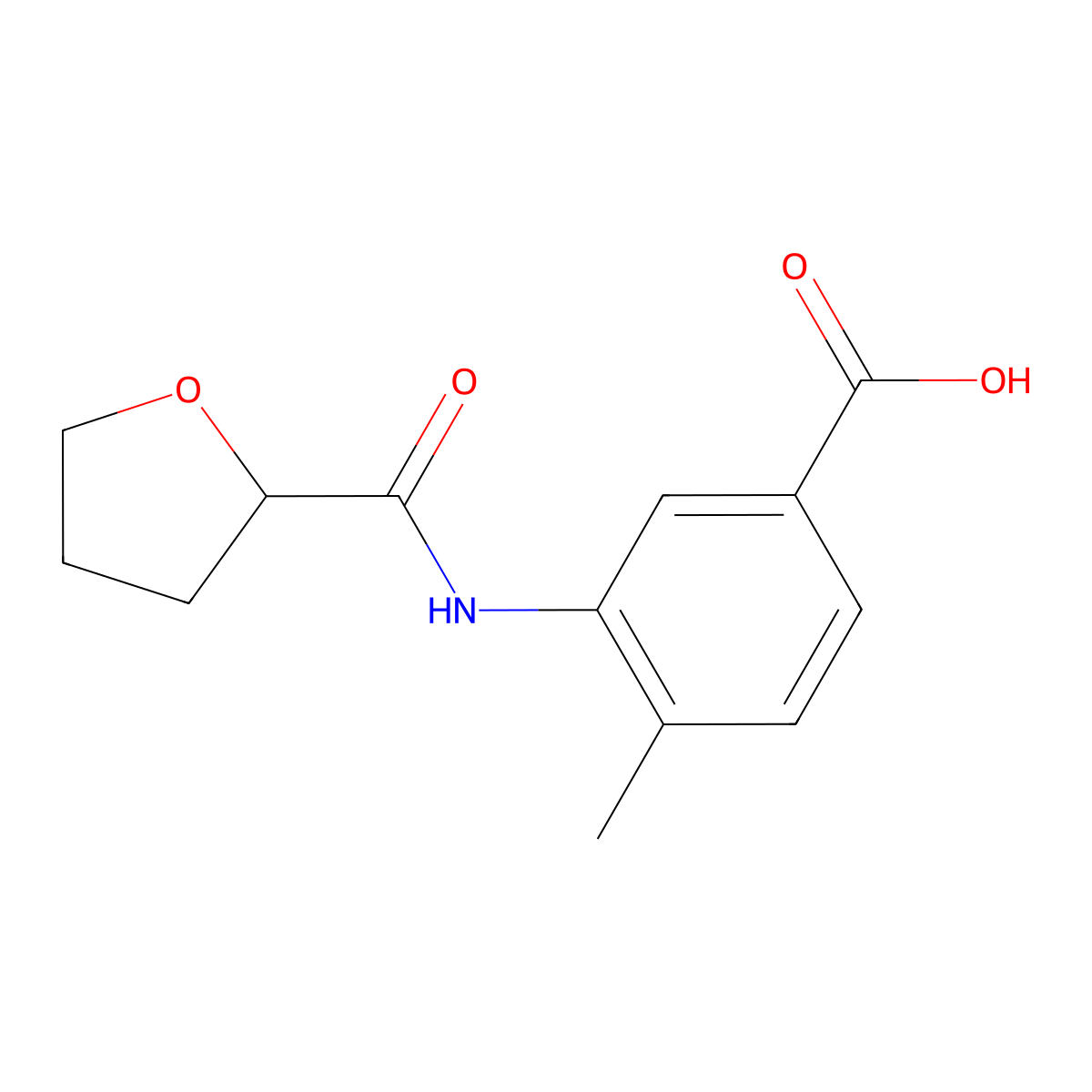 4-methyl-3-[(2S)-oxolane-2-amido]benzoic acid molecular structure, CAS 1913581-15-3