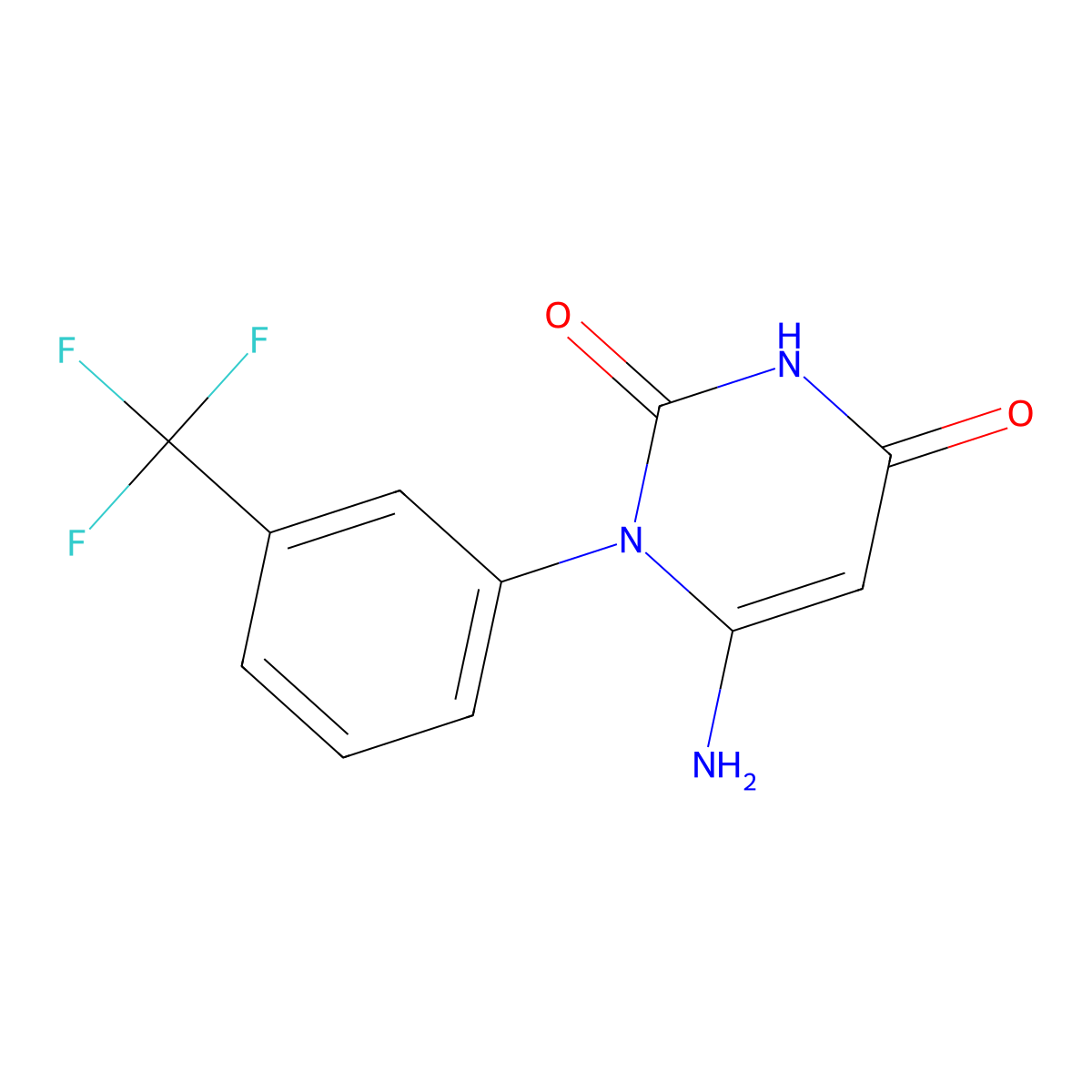 6-amino-1-[3-(trifluoromethyl)phenyl]pyrimidine-2,4(1H,3H)-dione molecular structure, CAS 19136-40-4