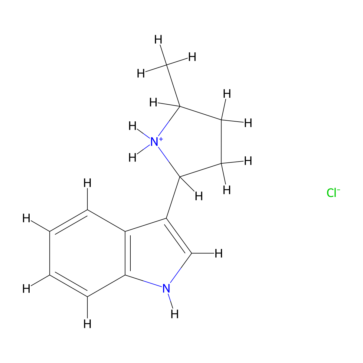 3-(5-Methylpyrrolidin-2-yl)-1H-indole--hydrogen chloride (1/1) molecular structure, CAS 19137-65-6