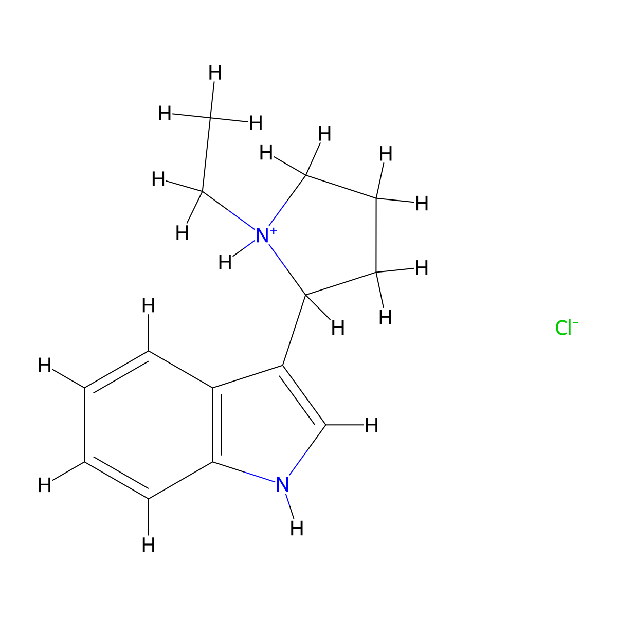 3-(1-Ethylpyrrolidin-2-yl)-1H-indole--hydrogen chloride (1/1) molecular structure, CAS 19137-90-7