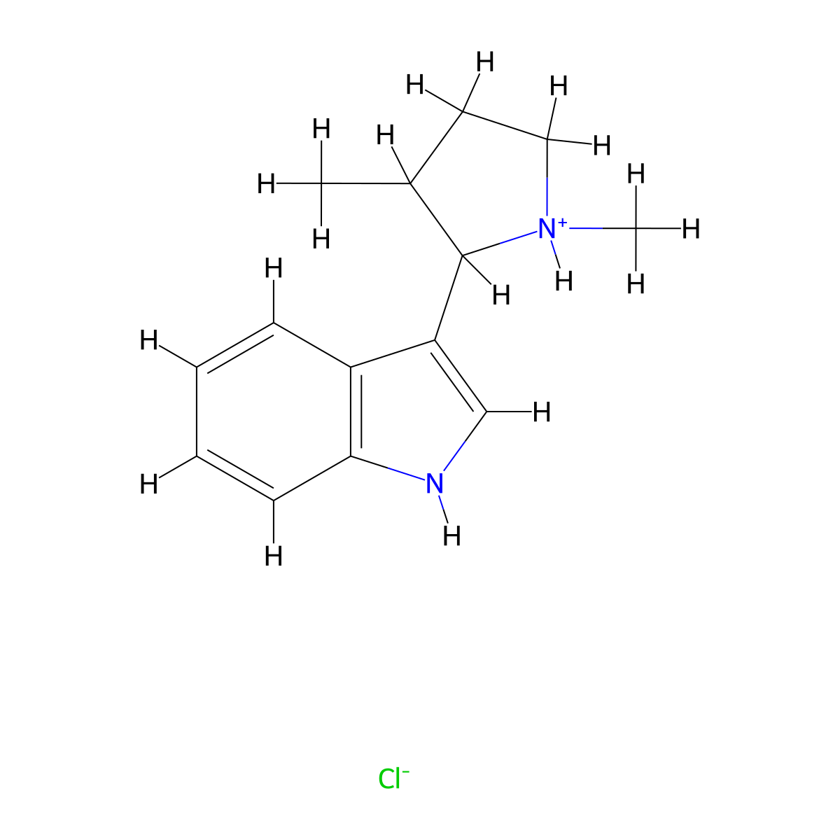 3-(1,3-Dimethylpyrrolidin-2-yl)-1H-indole--hydrogen chloride (1/1) molecular structure, CAS 19137-92-9