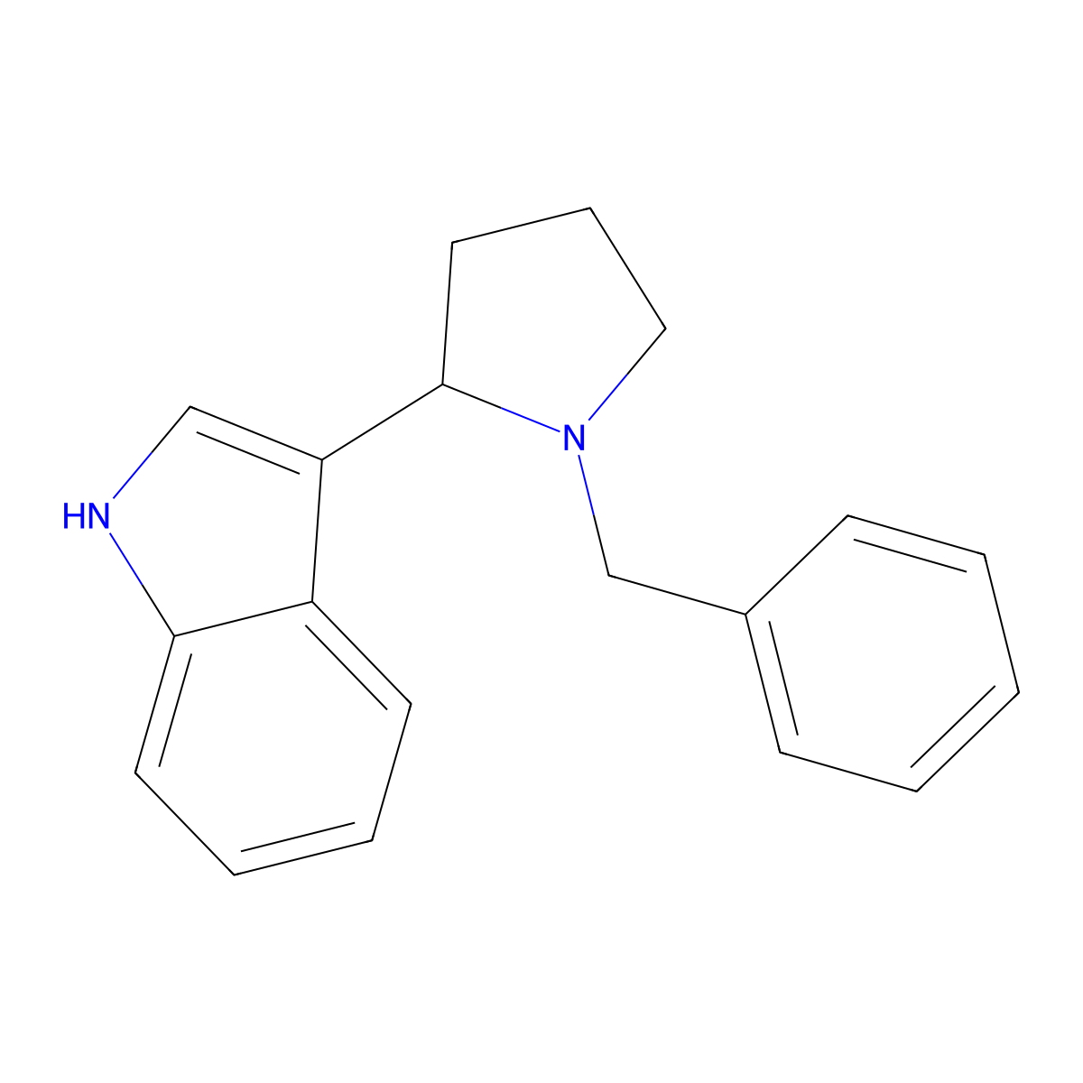 3-(1-Benzylpyrrolidin-2-yl)-1H-indole molecular structure, CAS 19137-96-3
