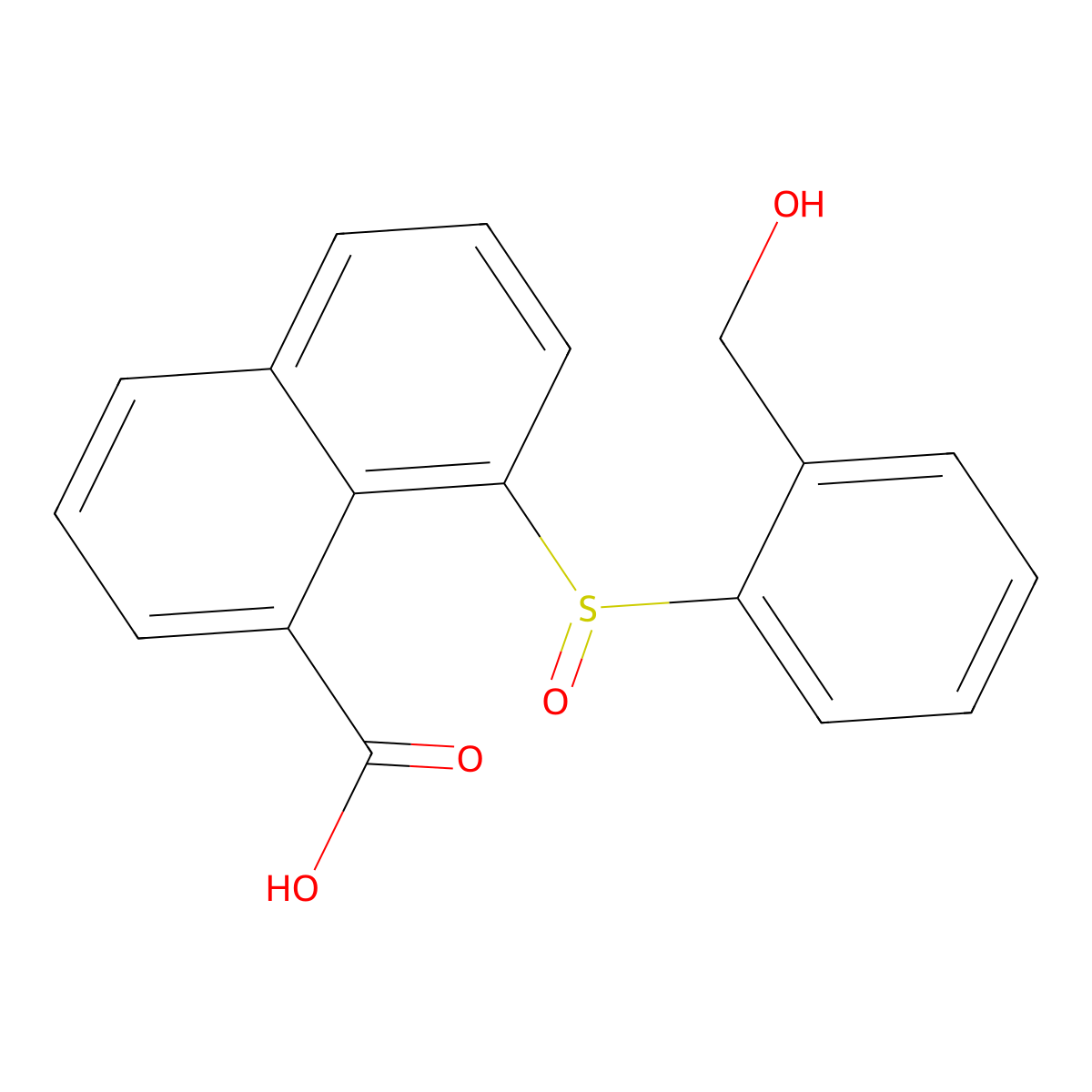 1-Naphthalenecarboxylic acid, 8-[[2-(hydroxymethyl)phenyl]sulfinyl]- molecular structure, CAS 191404-57-6
