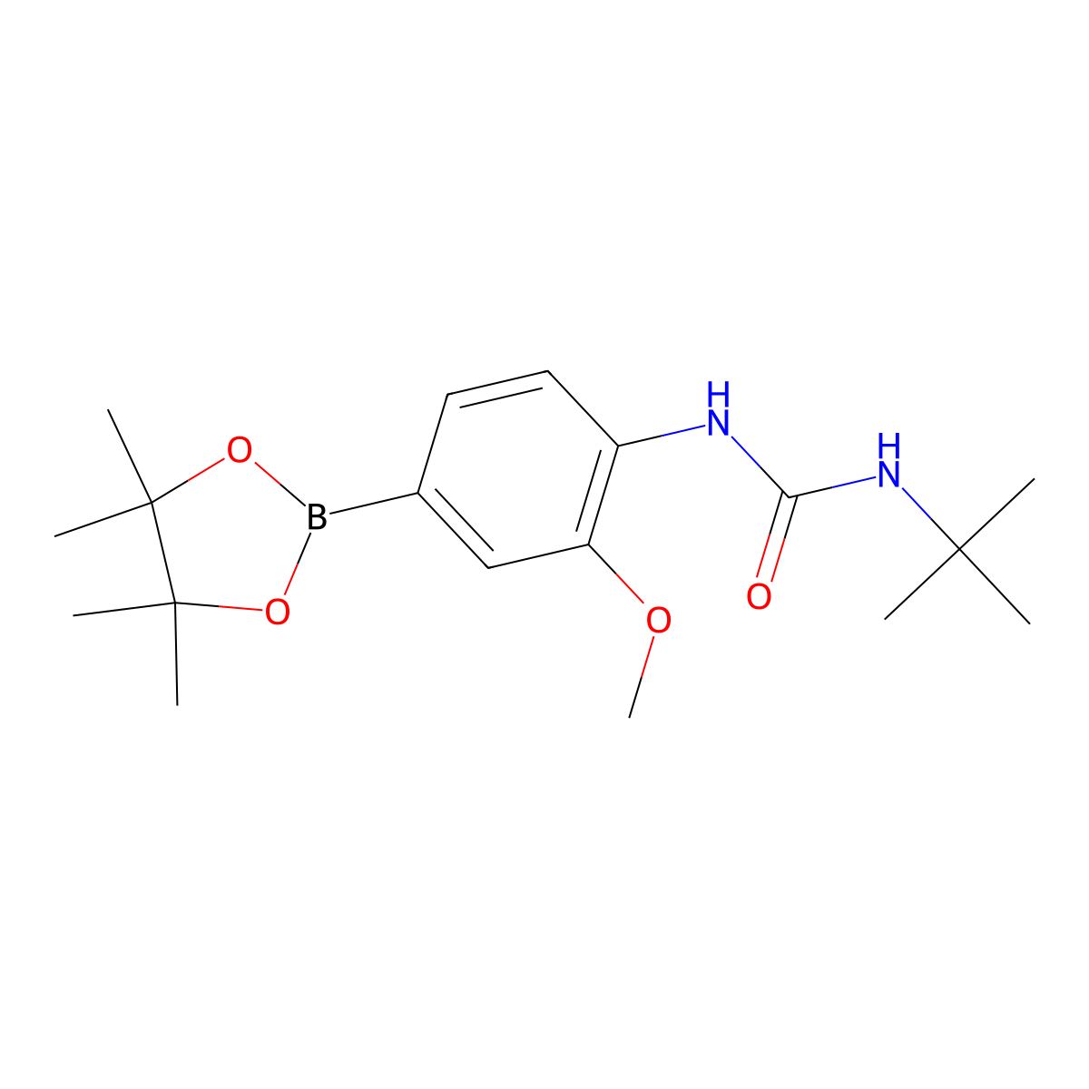 1-(Tert-butyl)-3-(2-methoxy-4-(4,4,5,5-tetramethyl-1,3,2-dioxaborolan-2-yl)phenyl)urea molecular structure, CAS 1914078-77-5