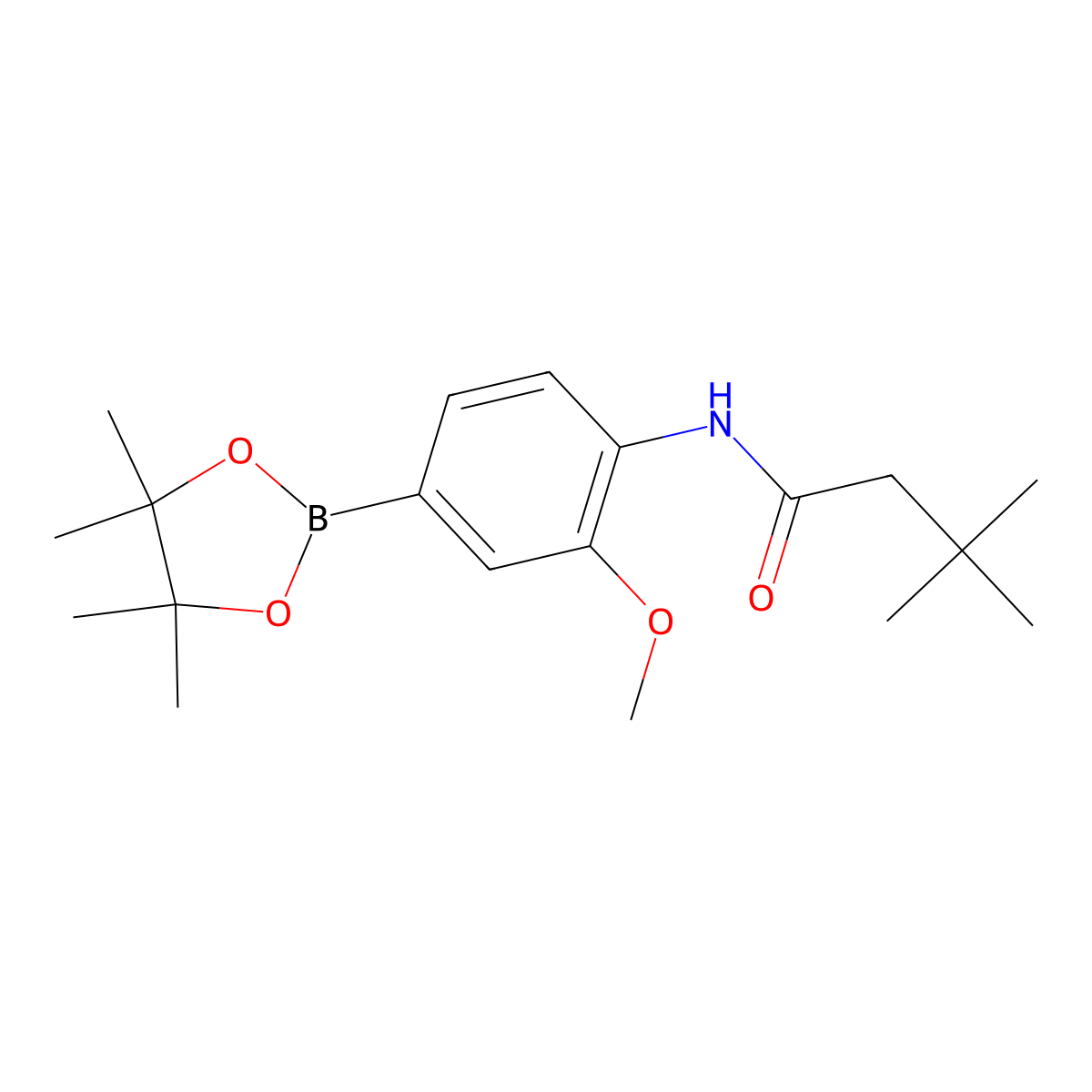 N-(2-methoxy-4-(4,4,5,5-tetramethyl-1,3,2-dioxaborolan-2-yl)phenyl)-3,3-dimethylbutanamide molecular structure, CAS 1914078-78-6