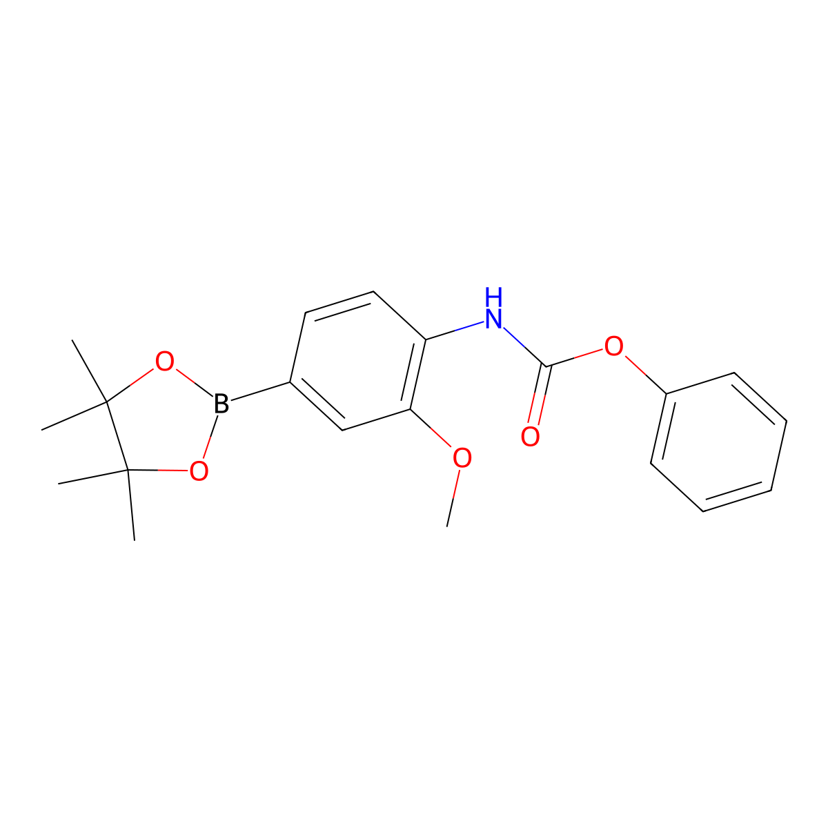 Phenyl (2-methoxy-4-(4,4,5,5-tetramethyl-1,3,2-dioxaborolan-2-yl)phenyl)carbamate molecular structure, CAS 1914078-87-7