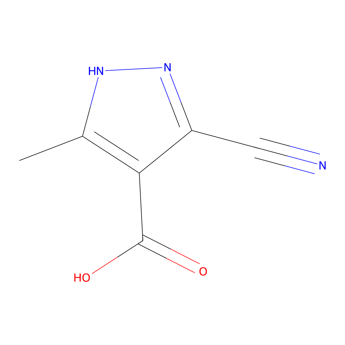 3-cyano-5-methyl-1H-pyrazole-4-carboxylic Acid molecular structure, CAS 191419-06-4