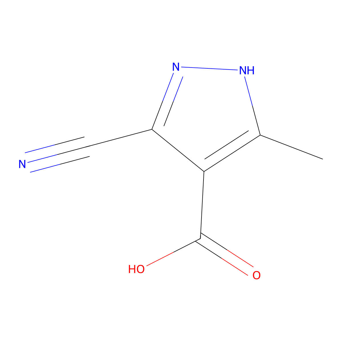 3-cyano-5-methyl-1H-pyrazole-4-carboxylic Acid molecular structure, CAS 191419-06-4