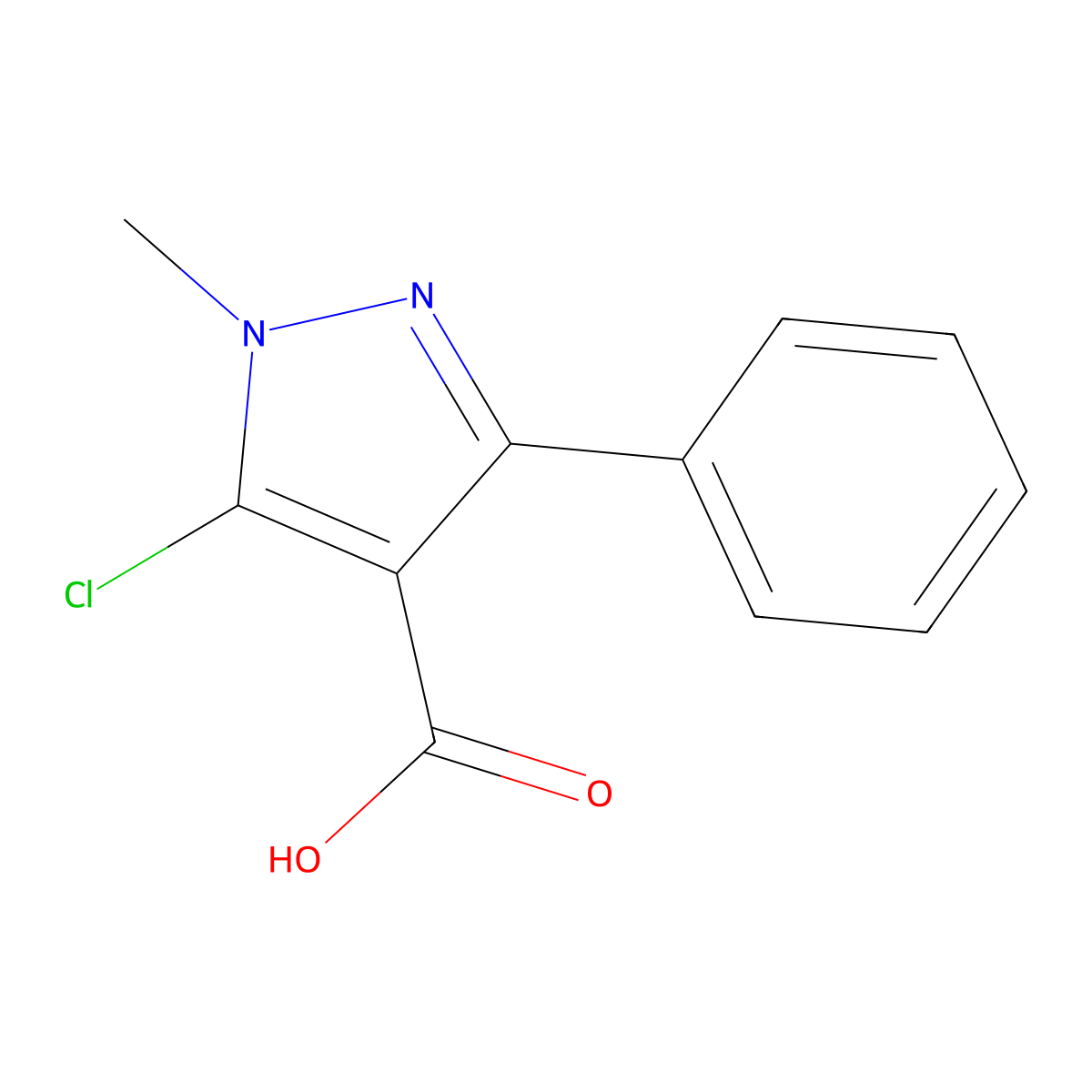 5-Chloro-1-Methyl-3-Phenyl-1H-Pyrazole-4-Carboxylic Acid molecular structure, CAS 191419-14-4