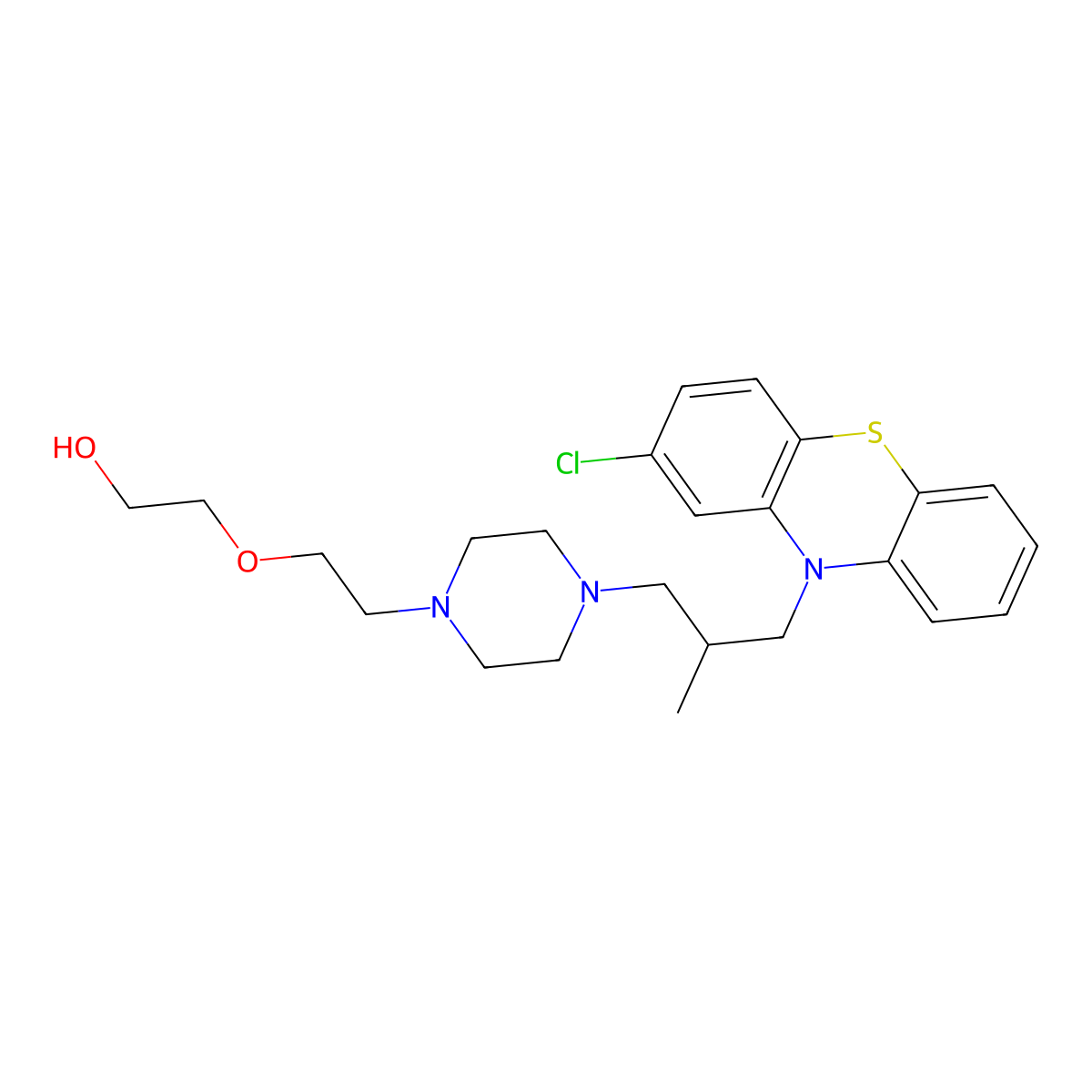2-(2-(4-(2-((2-Chloro-10-phenothiazinyl)methyl)propyl)-1-piperazinyl)ethoxy)ethanol molecular structure, CAS 19142-68-8