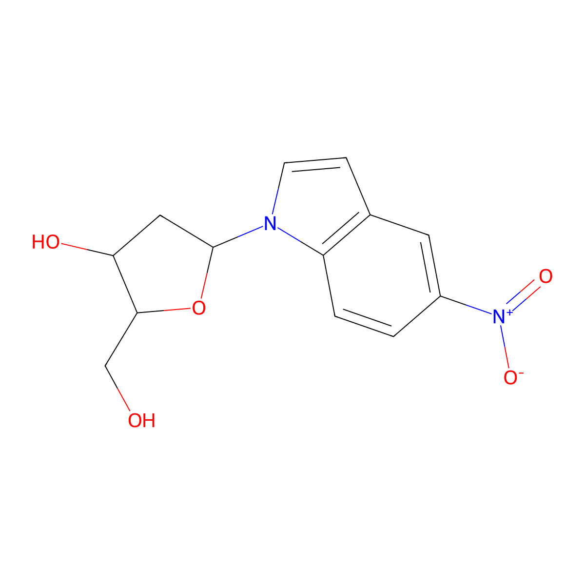 1-(beta-D-2-DEOXYRIBOFURANOSYL)-5-NITROINDOLE molecular structure, CAS 191421-10-0