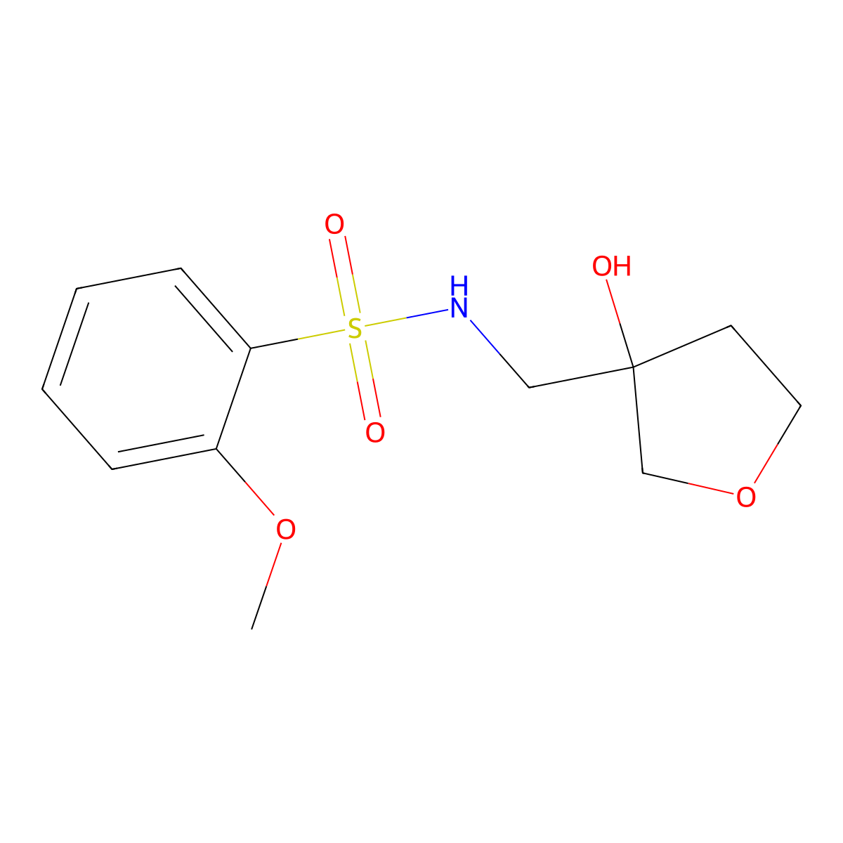 N-((3-hydroxytetrahydrofuran-3-yl)methyl)-2-methoxybenzenesulfonamide molecular structure, CAS 1914263-36-7