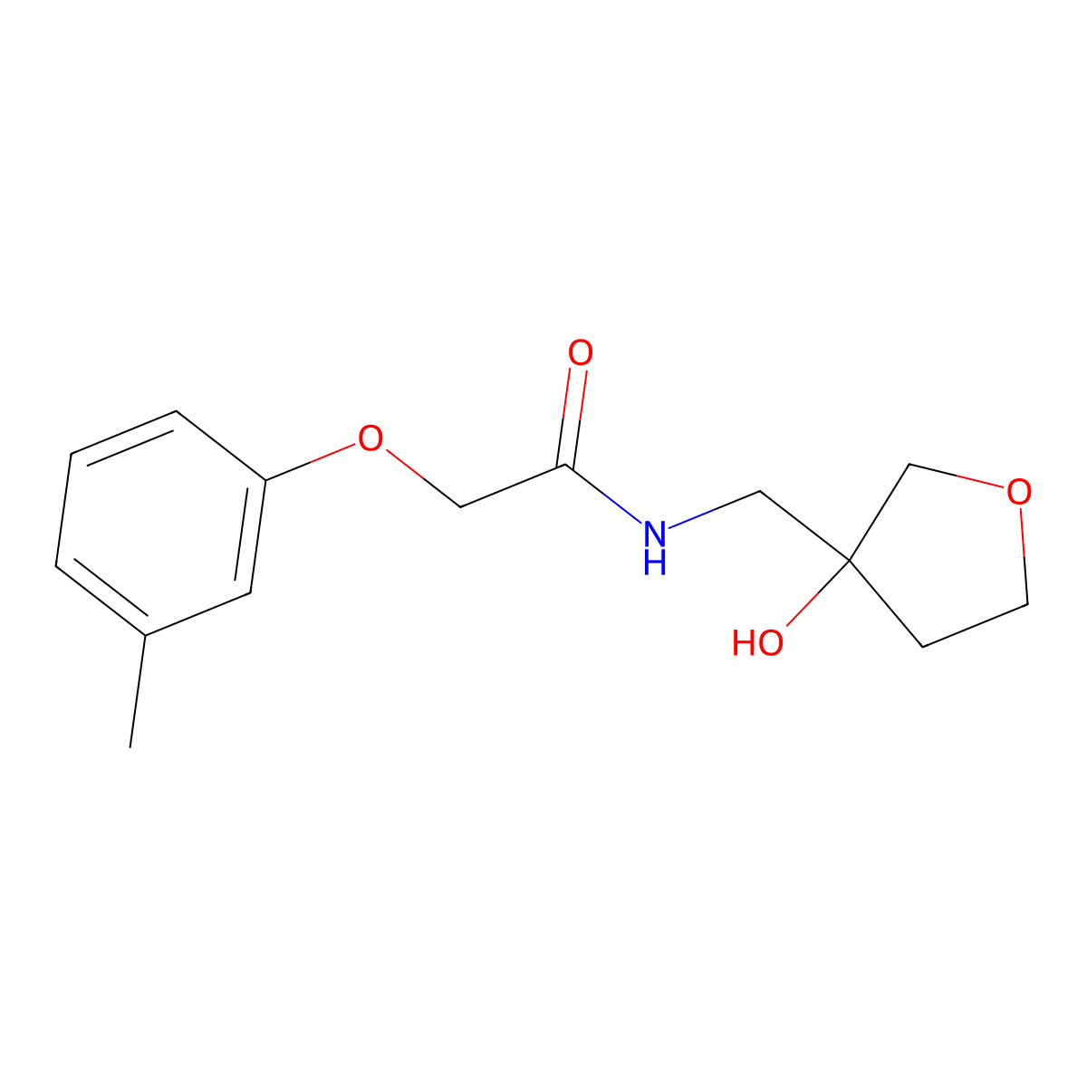 N-((3-hydroxytetrahydrofuran-3-yl)methyl)-2-(m-tolyloxy)acetamide molecular structure, CAS 1914264-05-3