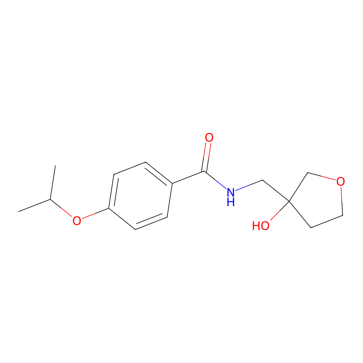 N-((3-hydroxytetrahydrofuran-3-yl)methyl)-4-isopropoxybenzamide molecular structure, CAS 1914265-42-1