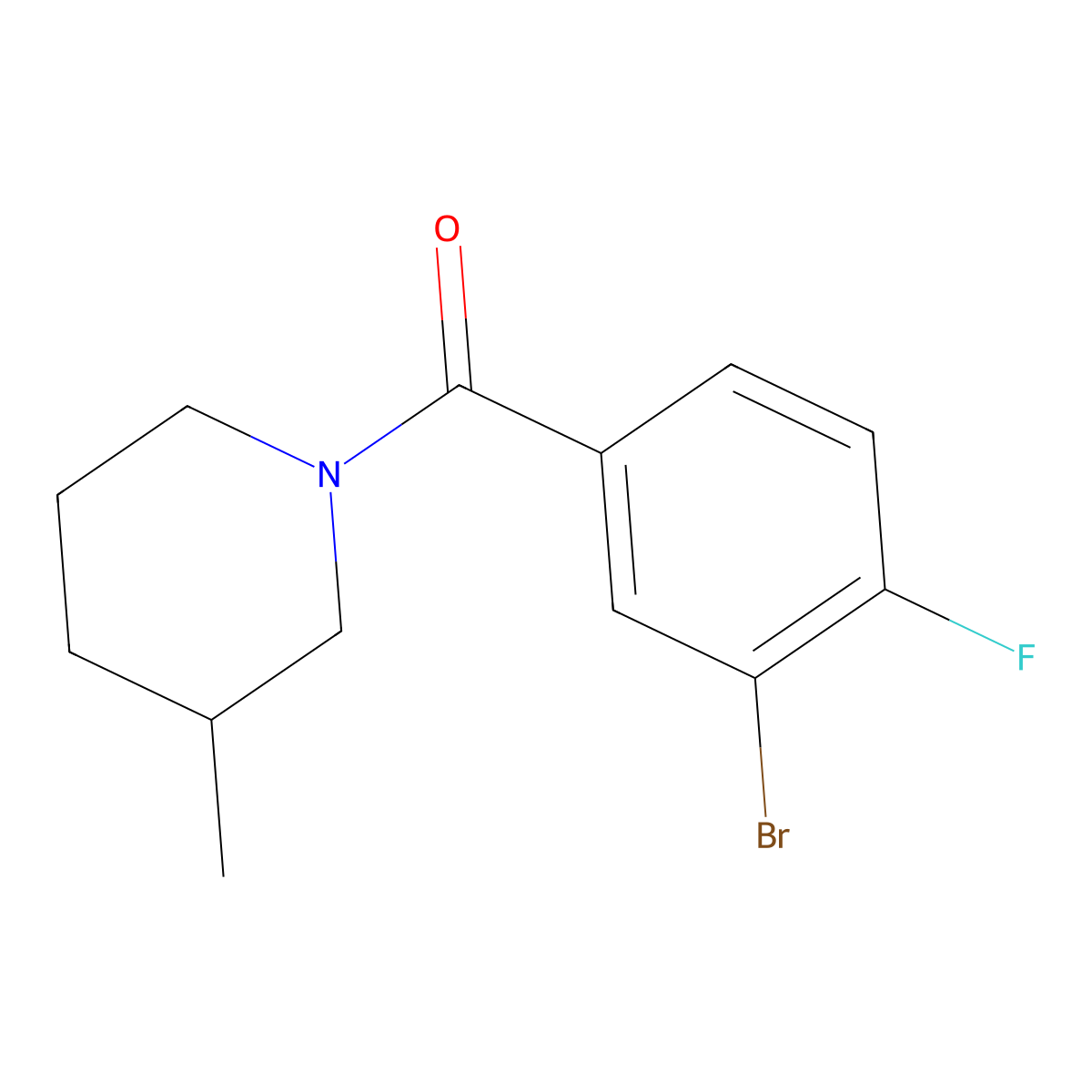 (3-Bromo-4-fluorophenyl)(3-methyl-1-piperidinyl)methanone molecular structure, CAS 1914282-94-2