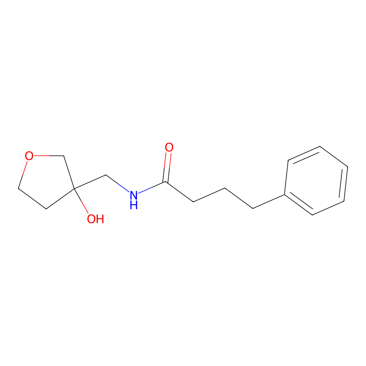 N-((3-hydroxytetrahydrofuran-3-yl)methyl)-4-phenylbutanamide molecular structure, CAS 1914286-29-5
