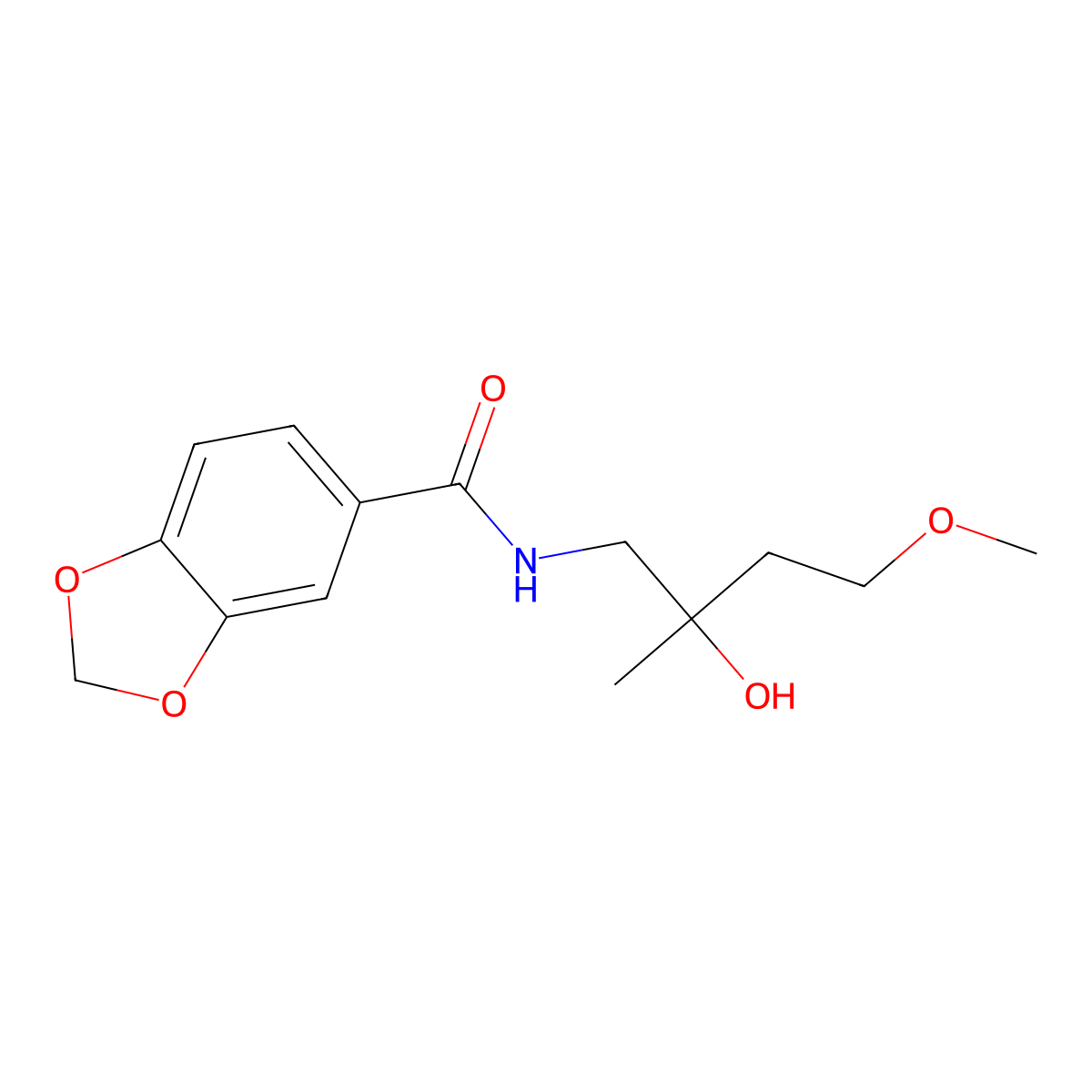 N-(2-hydroxy-4-methoxy-2-methylbutyl)benzo[d][1,3]dioxole-5-carboxamide molecular structure, CAS 1914354-95-2