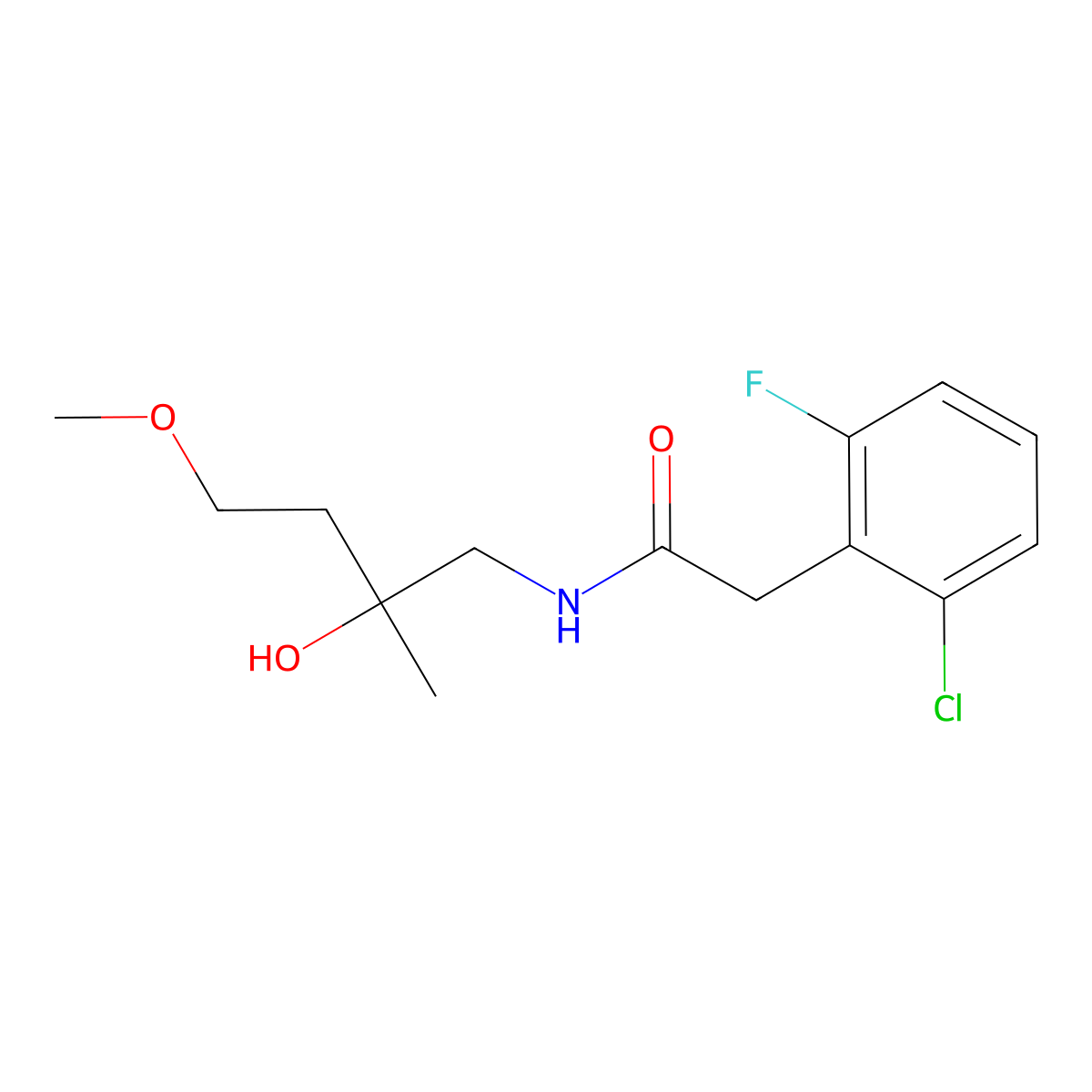 2-(2-chloro-6-fluorophenyl)-N-(2-hydroxy-4-methoxy-2-methylbutyl)acetamide molecular structure, CAS 1914355-96-6