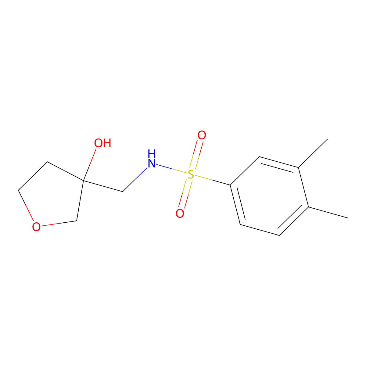 N-((3-hydroxytetrahydrofuran-3-yl)methyl)-3,4-dimethylbenzenesulfonamide molecular structure, CAS 1914477-25-0