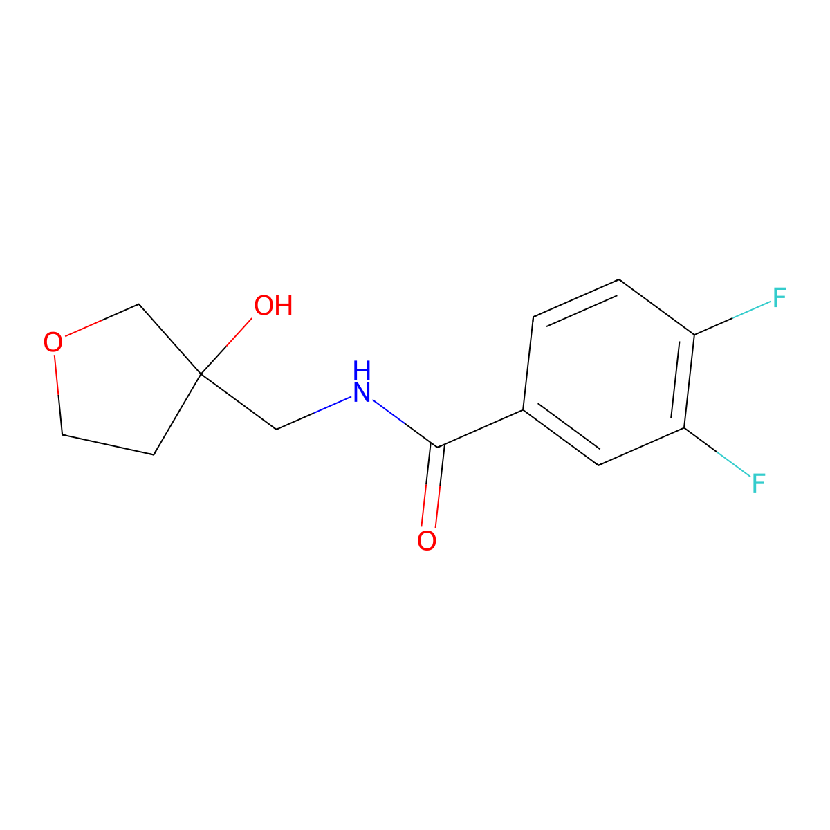 3,4-difluoro-N-((3-hydroxytetrahydrofuran-3-yl)methyl)benzamide molecular structure, CAS 1914479-30-3