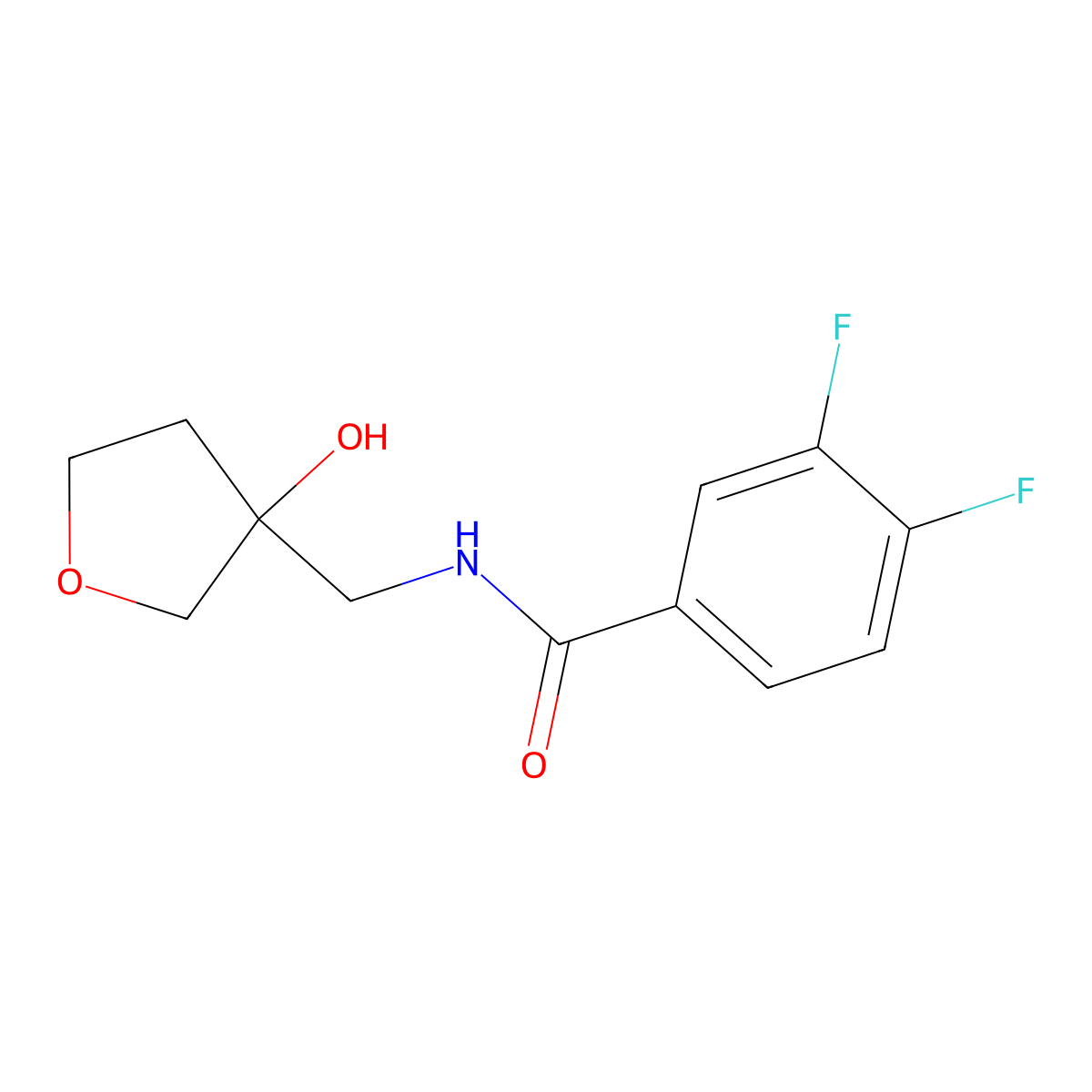 3,4-difluoro-N-((3-hydroxytetrahydrofuran-3-yl)methyl)benzamide molecular structure, CAS 1914479-30-3