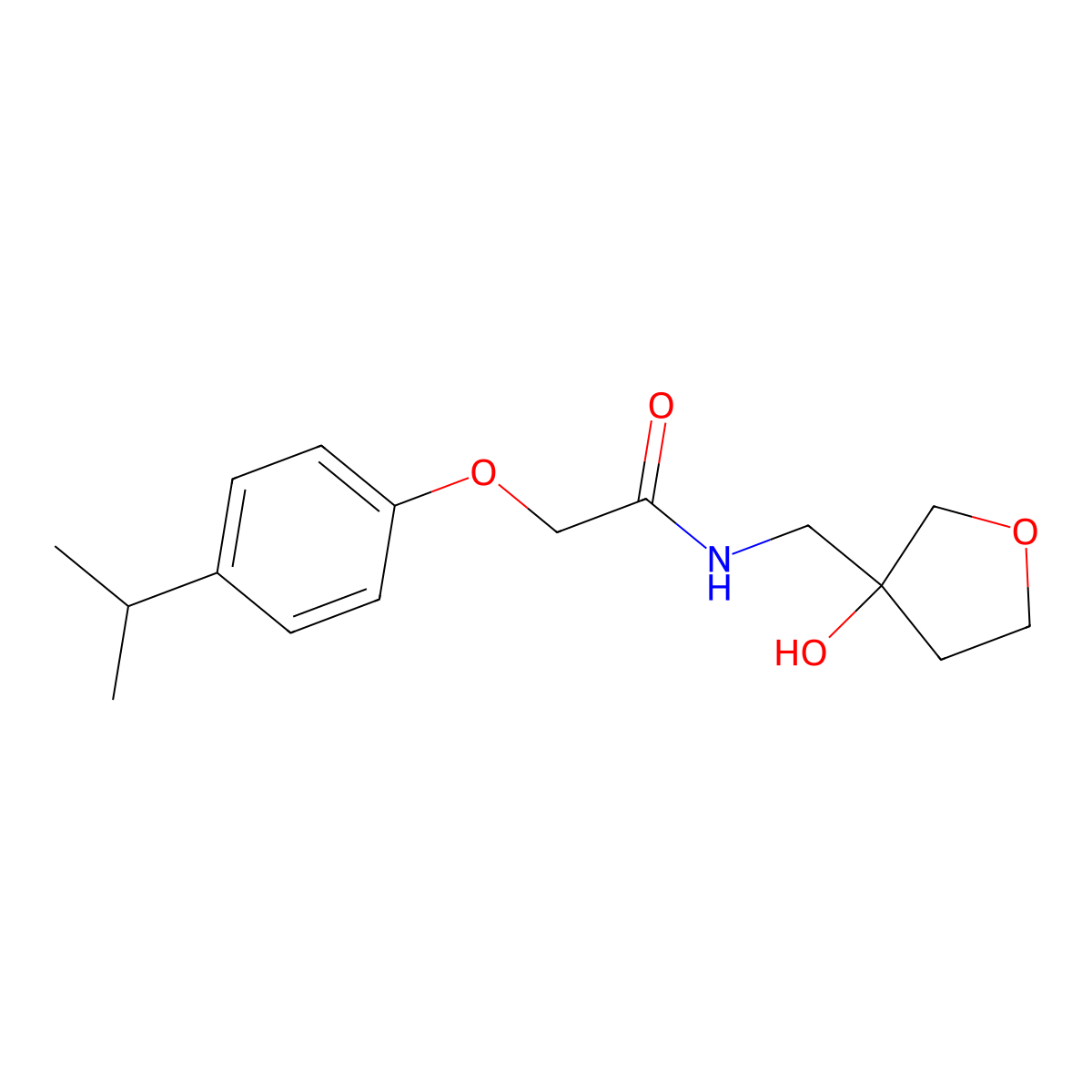 N-((3-hydroxytetrahydrofuran-3-yl)methyl)-2-(4-isopropylphenoxy)acetamide molecular structure, CAS 1914480-03-7