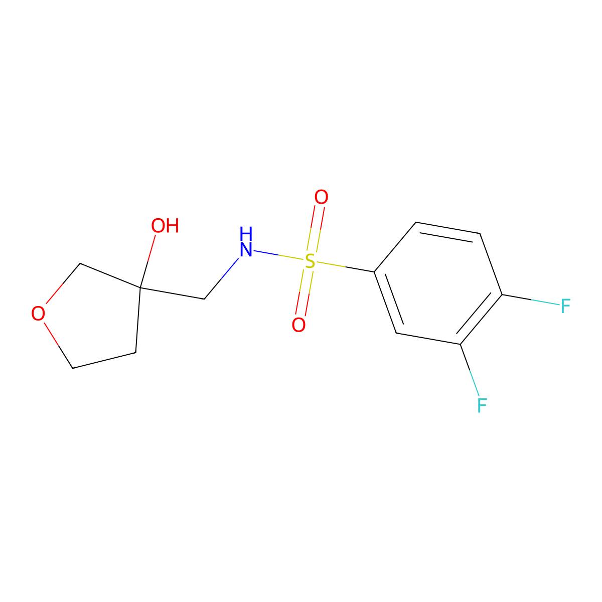 3,4-difluoro-N-((3-hydroxytetrahydrofuran-3-yl)methyl)benzenesulfonamide molecular structure, CAS 1914480-59-3