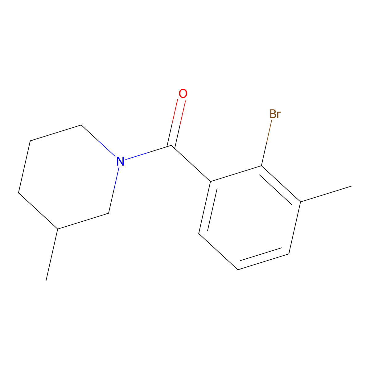 (2-Bromo-3-methylphenyl)(3-methyl-1-piperidinyl)methanone molecular structure, CAS 1914511-37-7