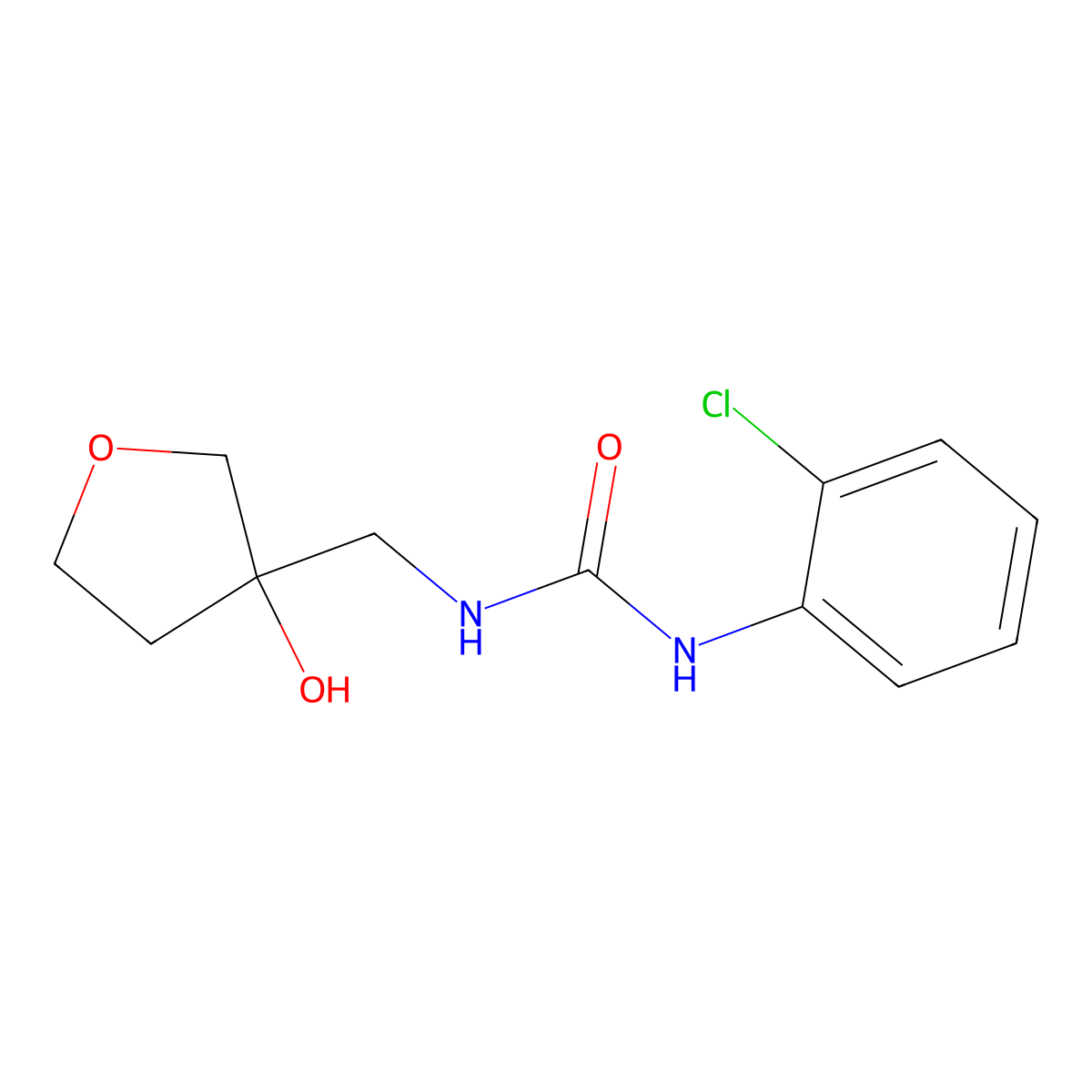 1-(2-Chlorophenyl)-3-[(3-hydroxyoxolan-3-yl)methyl]urea molecular structure, CAS 1914540-06-9
