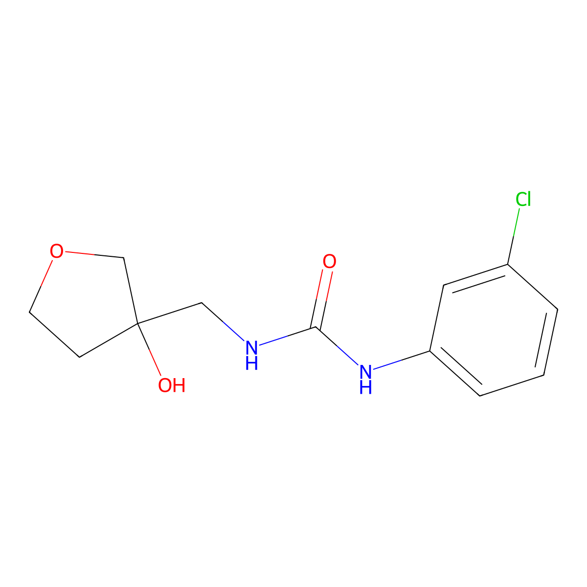 1-(3-Chlorophenyl)-3-((3-hydroxytetrahydrofuran-3-yl)methyl)urea molecular structure, CAS 1914540-18-3