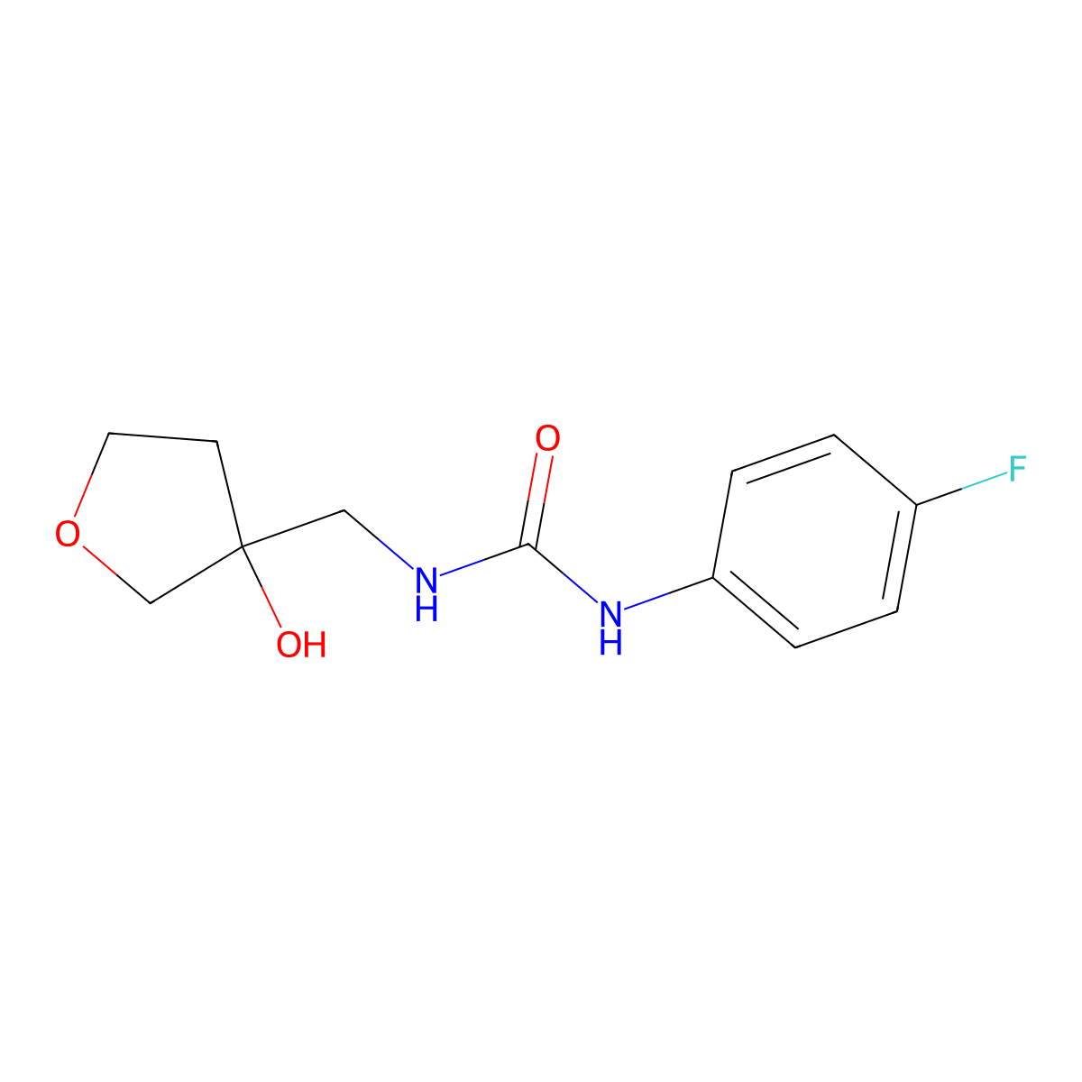 1-(4-Fluorophenyl)-3-((3-hydroxytetrahydrofuran-3-yl)methyl)urea molecular structure, CAS 1914540-32-1