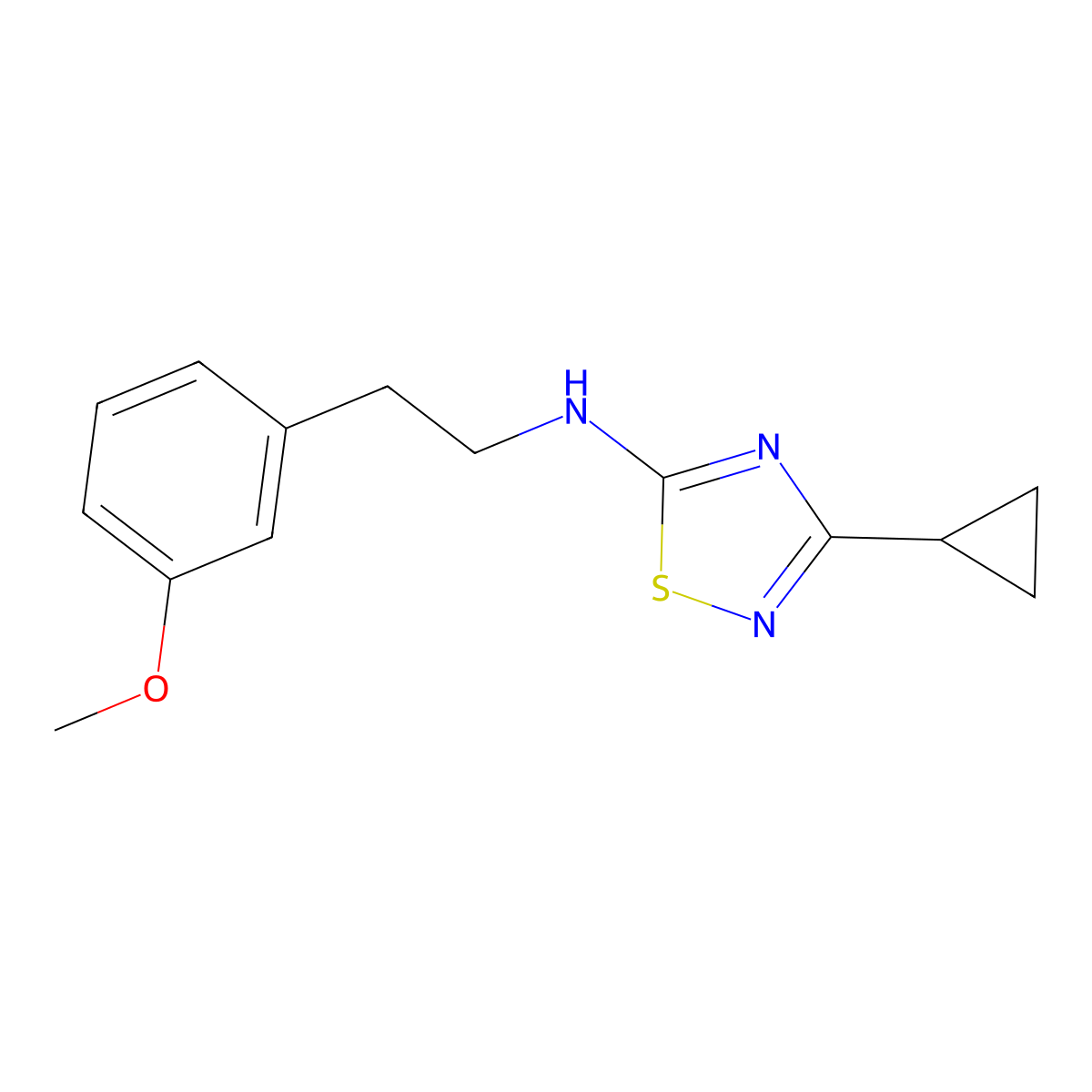 3-cyclopropyl-N-[2-(3-methoxyphenyl)ethyl]-1,2,4-thiadiazol-5-amine molecular structure, CAS 1914597-06-0