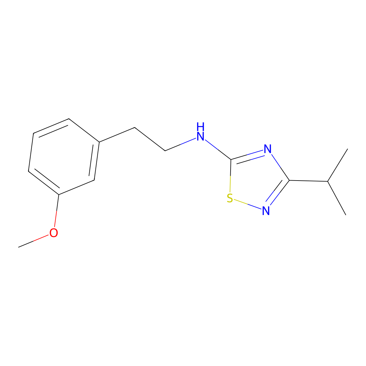 N-[2-(3-methoxyphenyl)ethyl]-3-(propan-2-yl)-1,2,4-thiadiazol-5-amine molecular structure, CAS 1914597-12-8