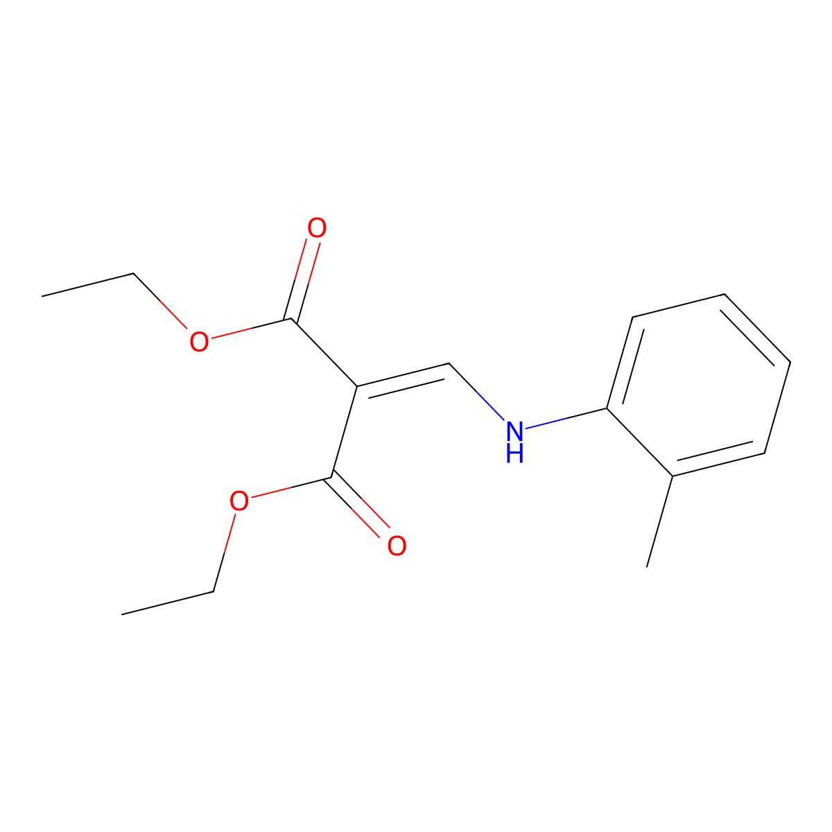 Diethyl 2-(2-toluidinomethylene)malonate molecular structure, CAS 19146-73-7