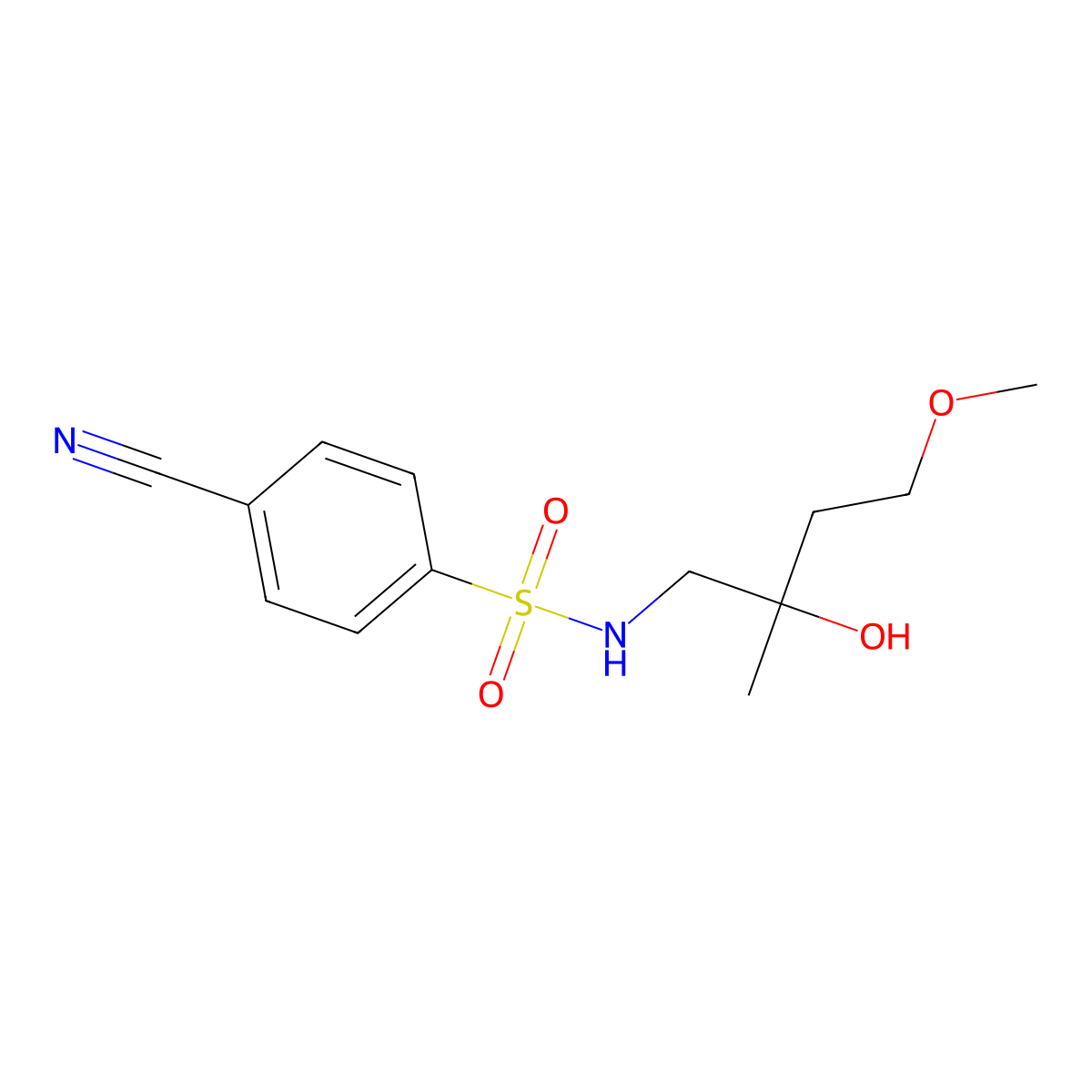 4-cyano-N-(2-hydroxy-4-methoxy-2-methylbutyl)benzene-1-sulfonamide molecular structure, CAS 1914600-53-5