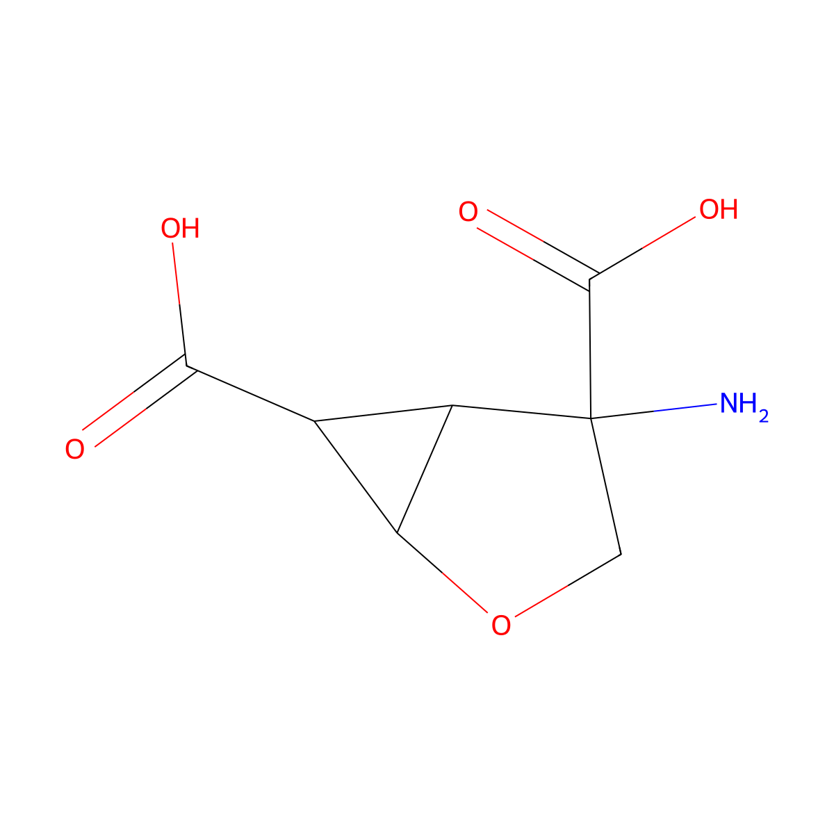 (1R,4R,5S,6R)-4-Amino-2-oxabicyclo(3.1.0)hexane-4,6-dicarboxylic acid molecular structure, CAS 191471-52-0