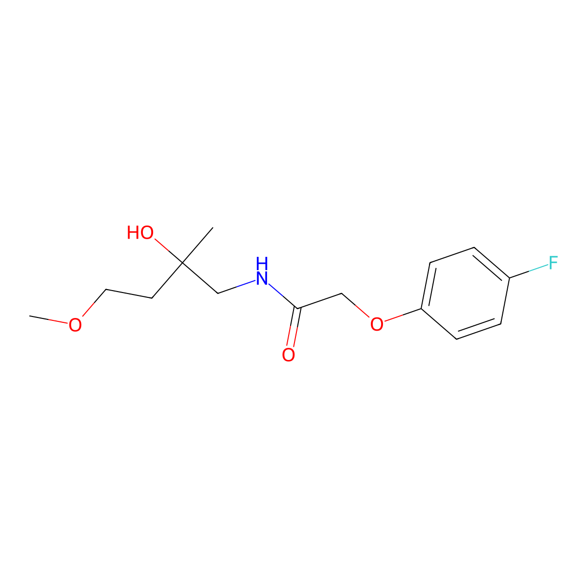 2-(4-fluorophenoxy)-N-(2-hydroxy-4-methoxy-2-methylbutyl)acetamide molecular structure, CAS 1914762-12-1