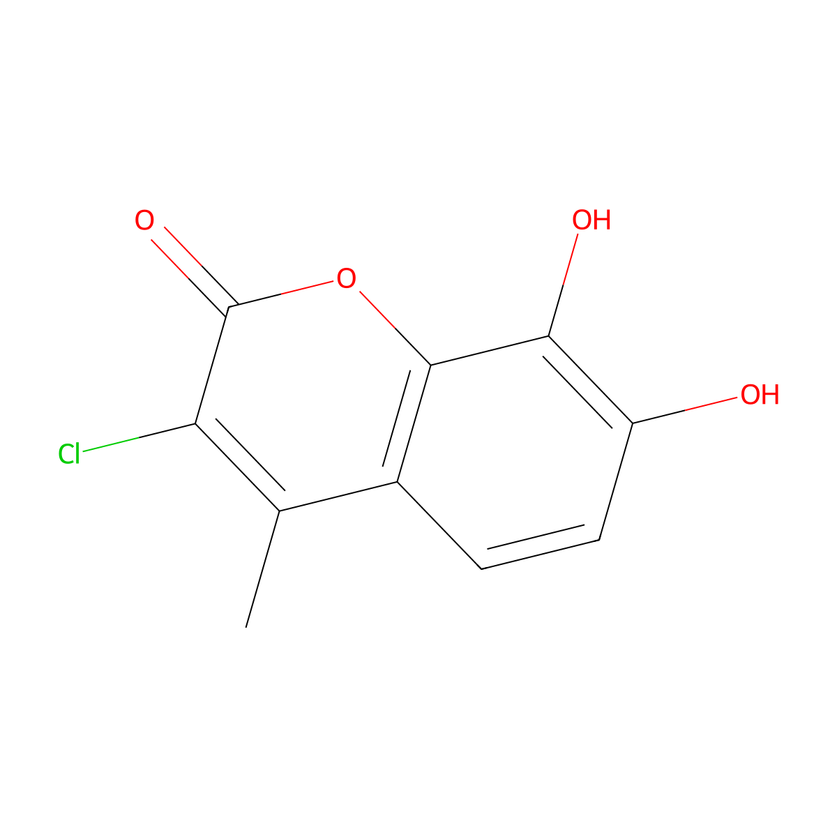 3-chloro-7,8-dihydroxy-4-methyl-2H-chromen-2-one molecular structure, CAS 19149-43-0